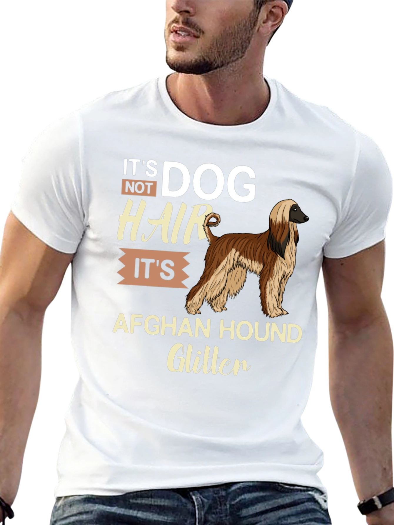 Dog Hair Afghan Hound Glitter T-Shirt