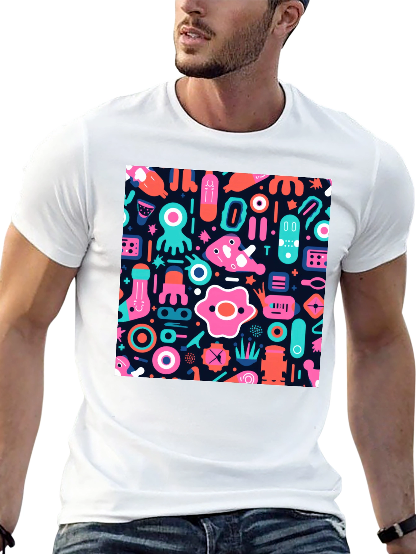Funky Graphic Print Black T-Shirt