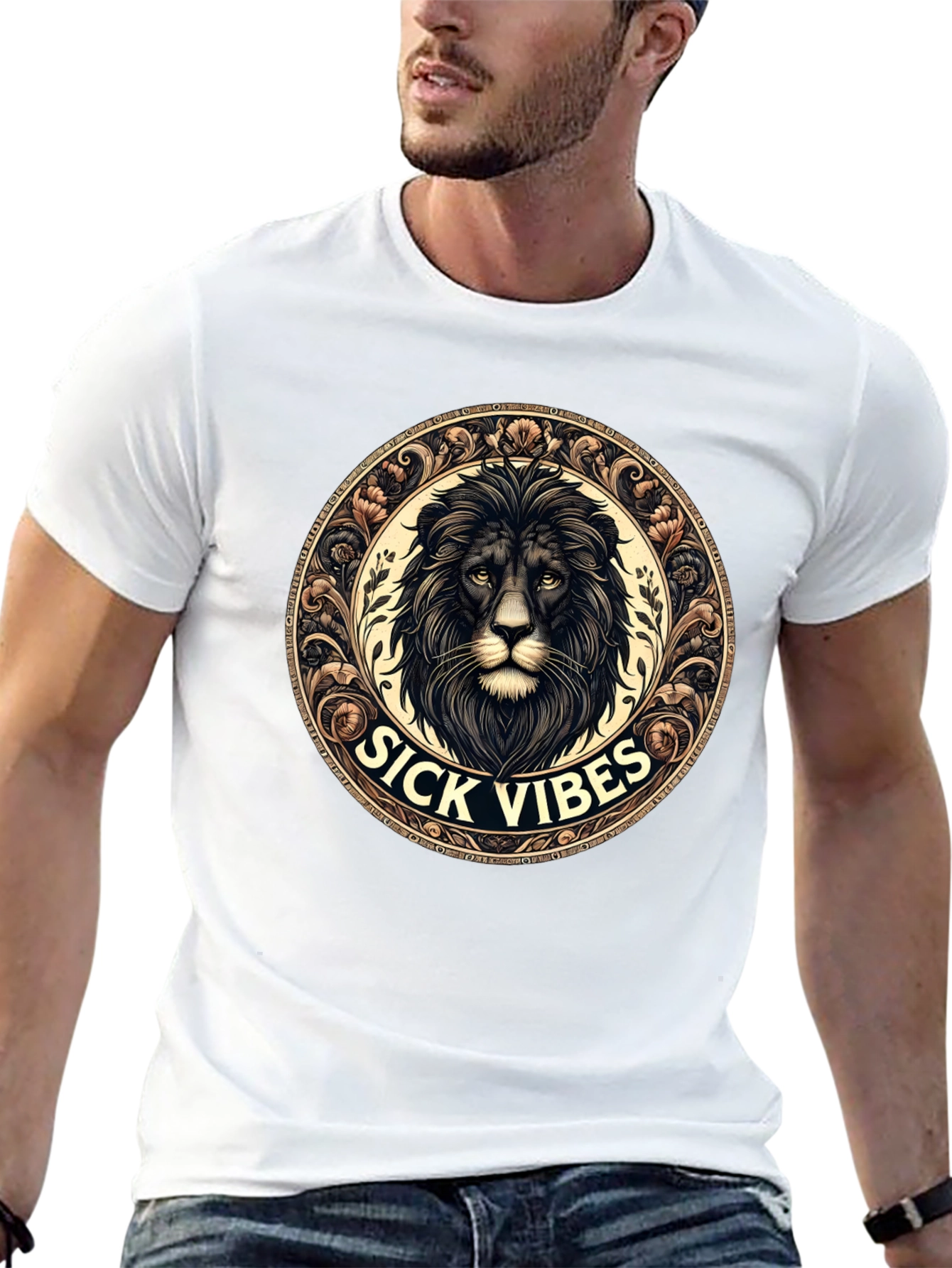 Sick Vibes Lion Graphic Tee - Black