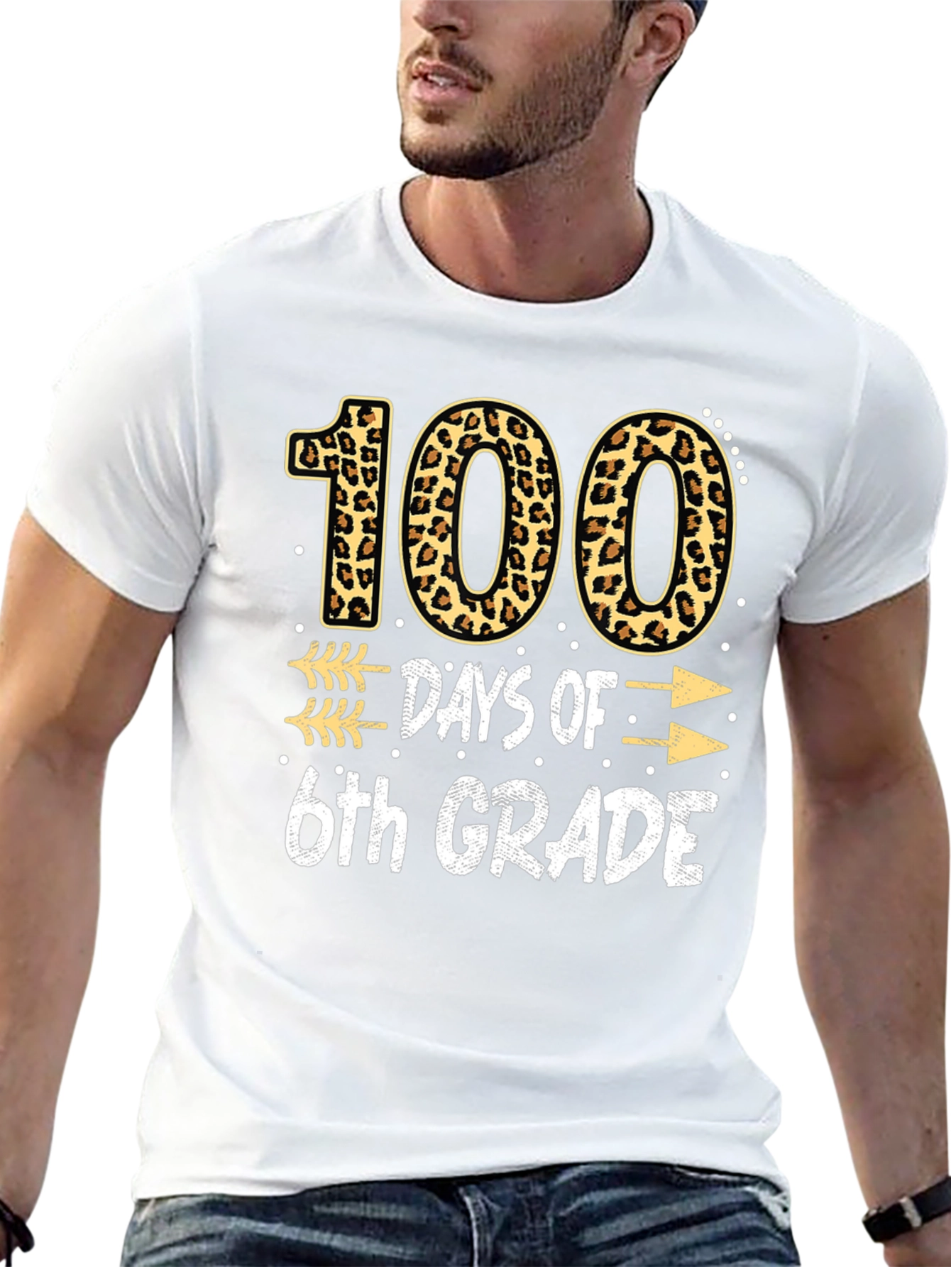 100 Days of 6th Grade Leopard Print T-Shirt
