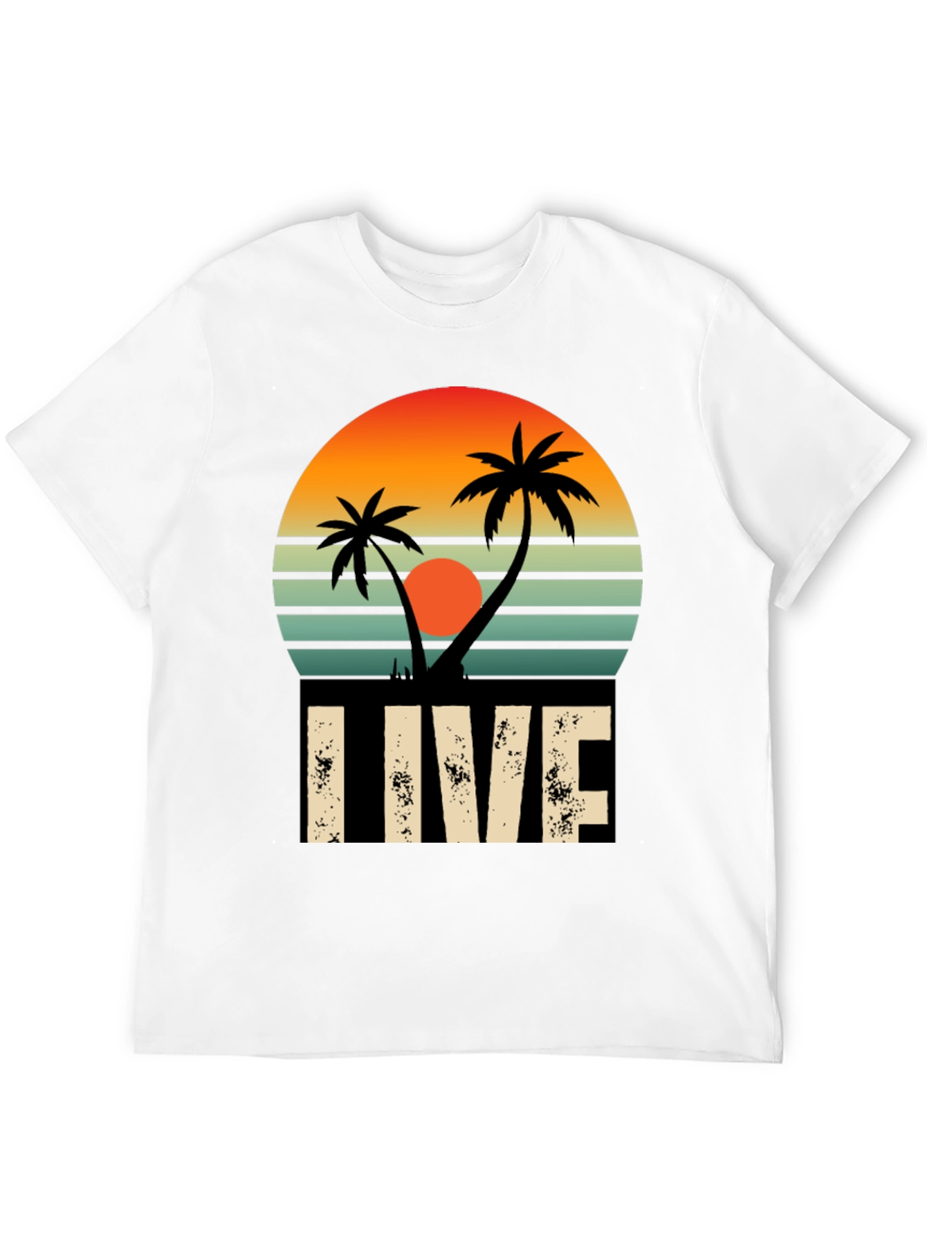 Retro Palm Tree Sunset Graphic Tee - LIVE