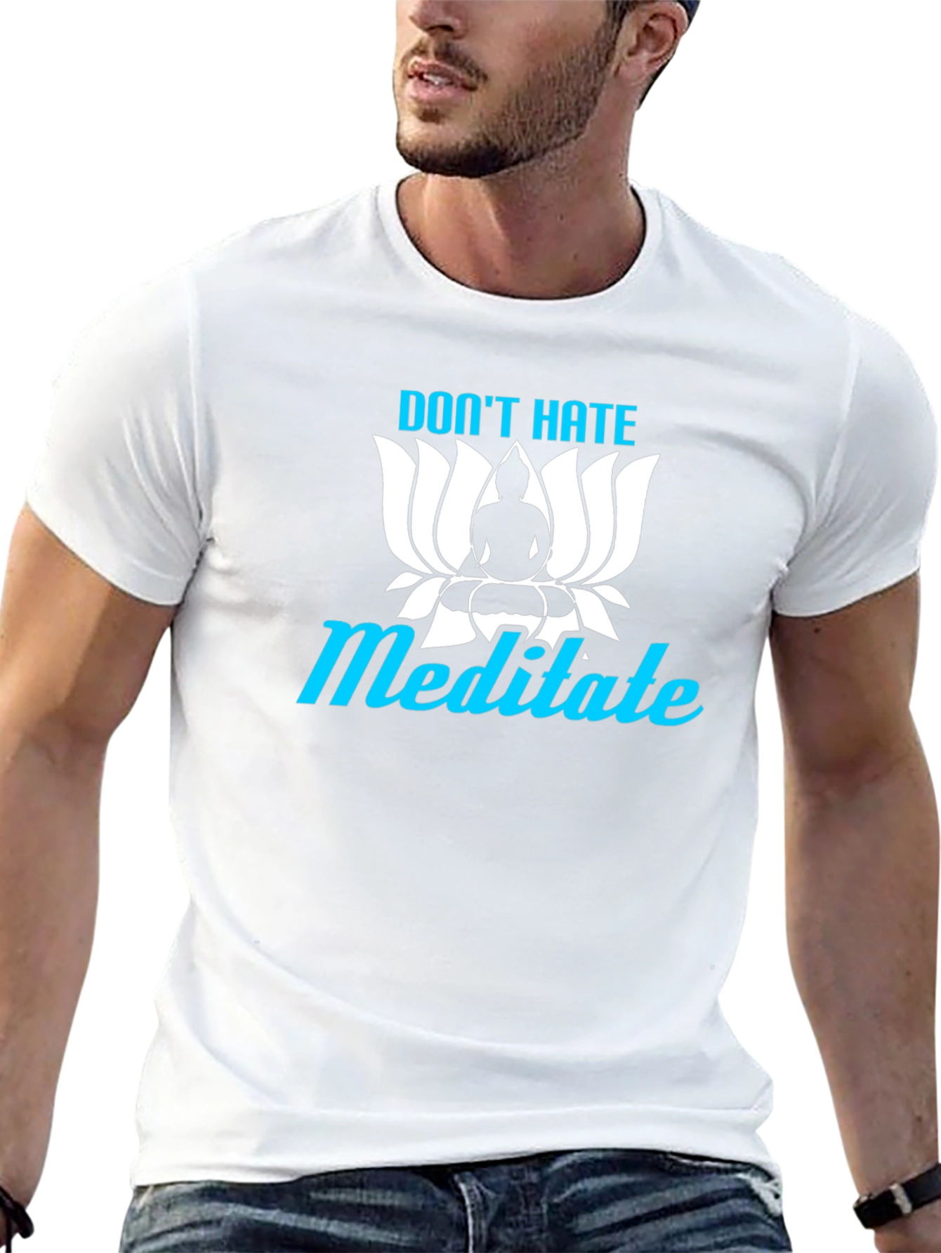 Dont Hate Meditate T-Shirt Yoga Zen Black Tee