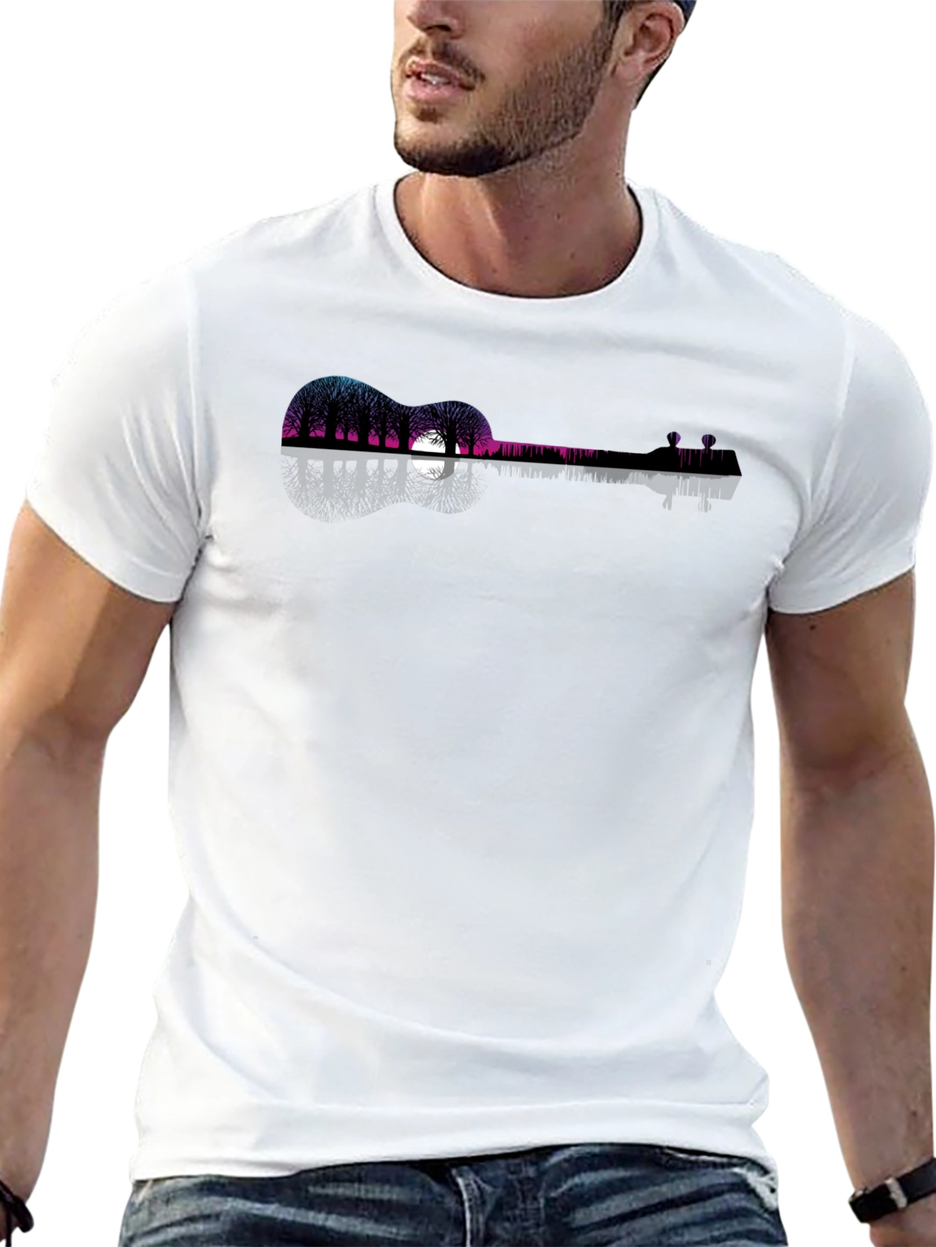 Guitar Trees Graphic Tee - Mens Black T-Shirt