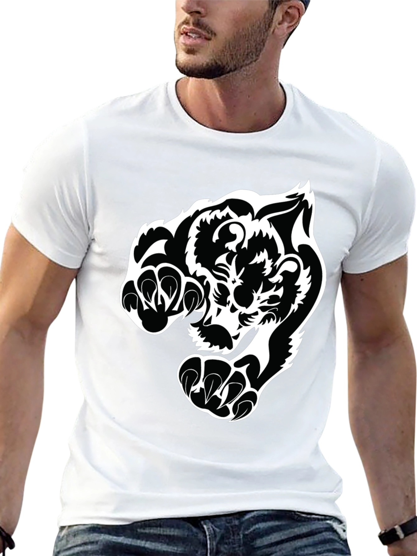 Black Tiger Graphic Tee - Bold Animal Print