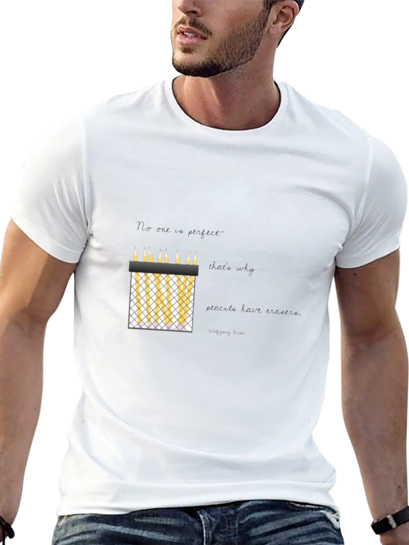 Mens Black Graphic Tee - Pencil Fence Design