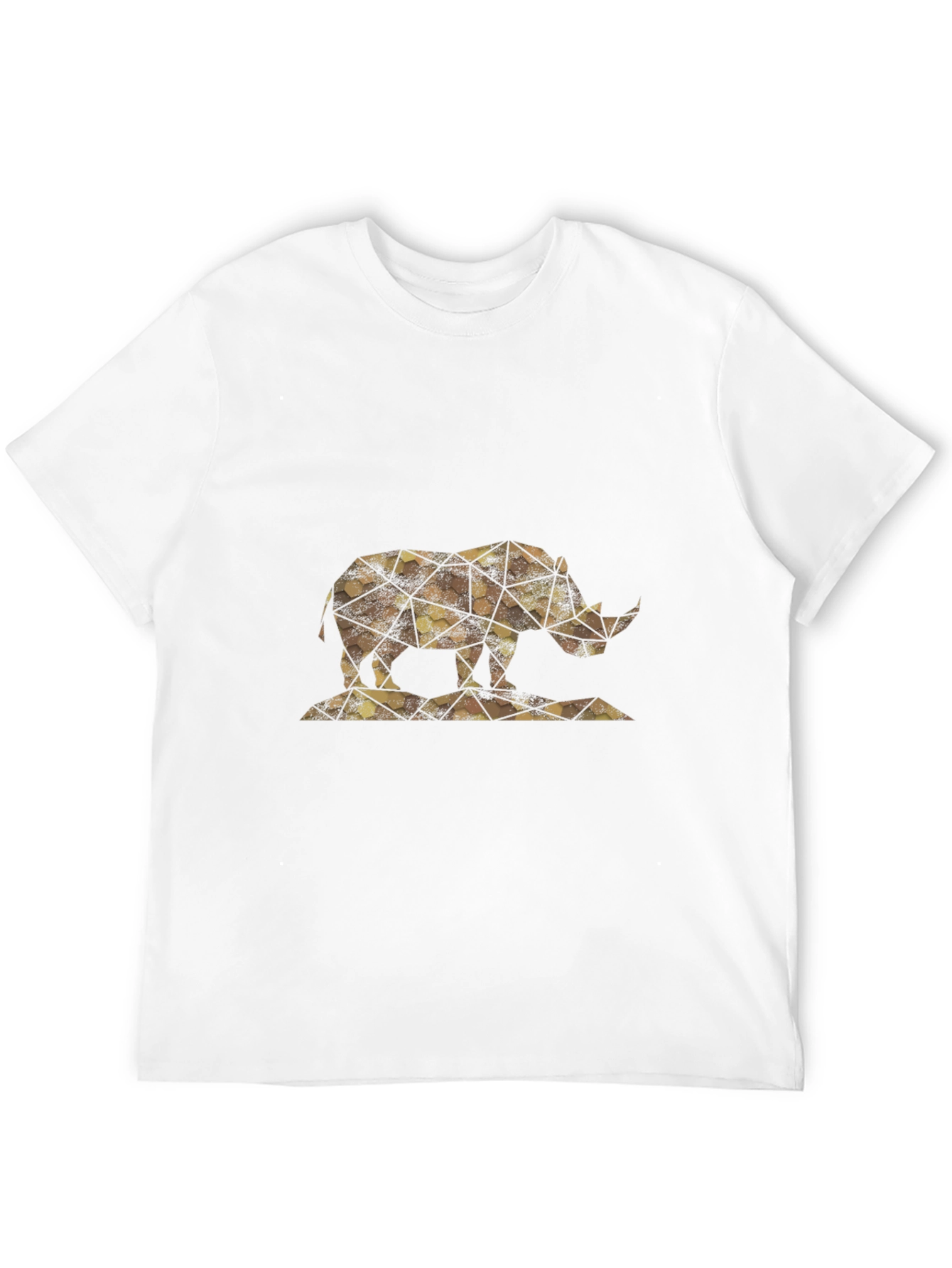 Geometric Rhino Print Black T-Shirt
