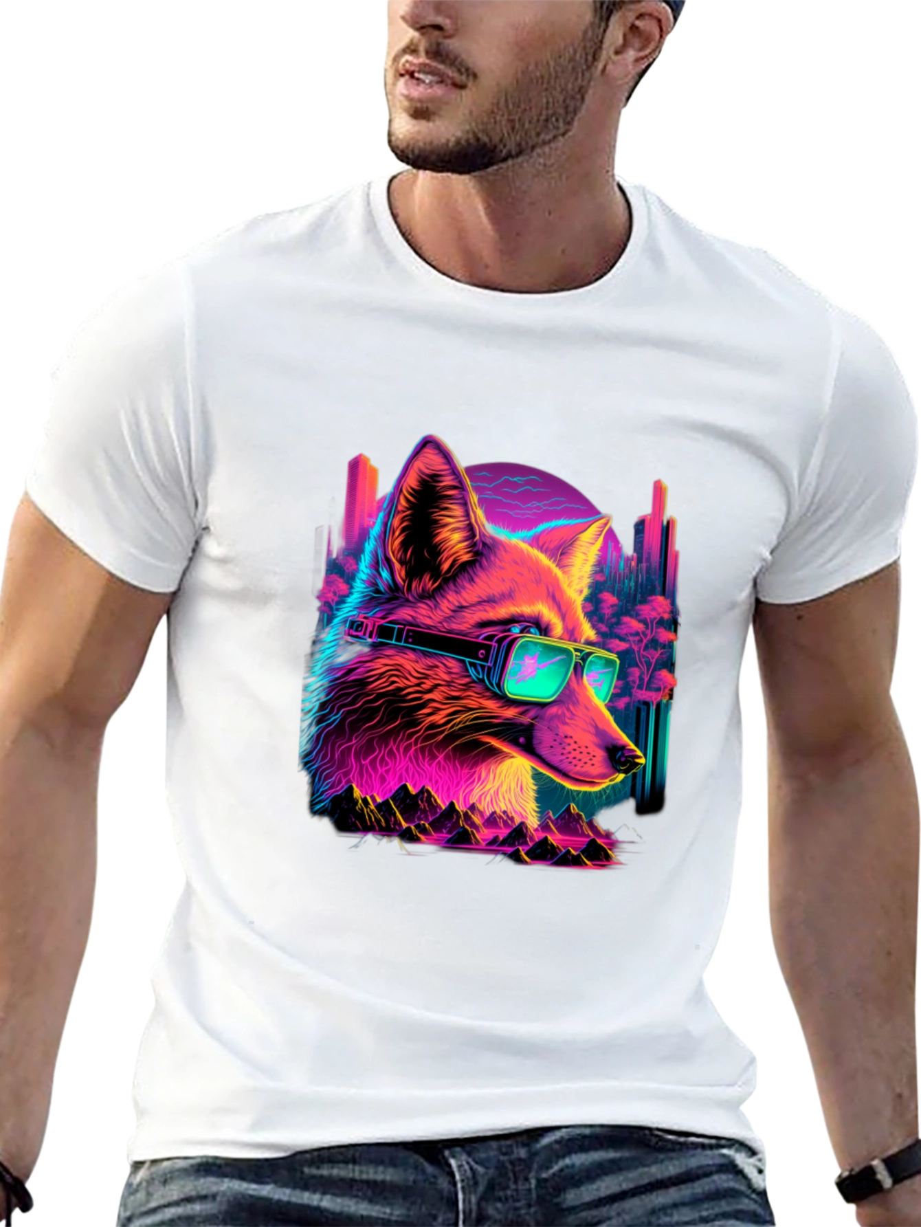 Retro Fox T-Shirt - Cyberpunk Style