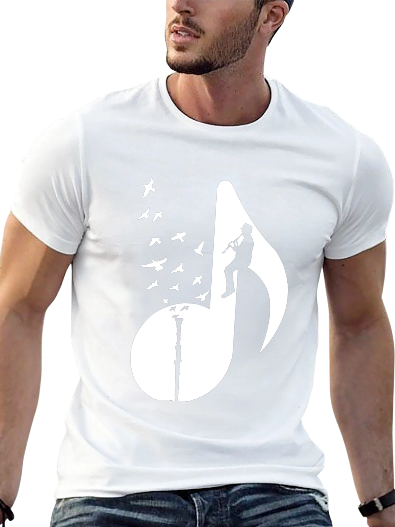 Musical Note Bird T-Shirt - Stylish Graphic Tee