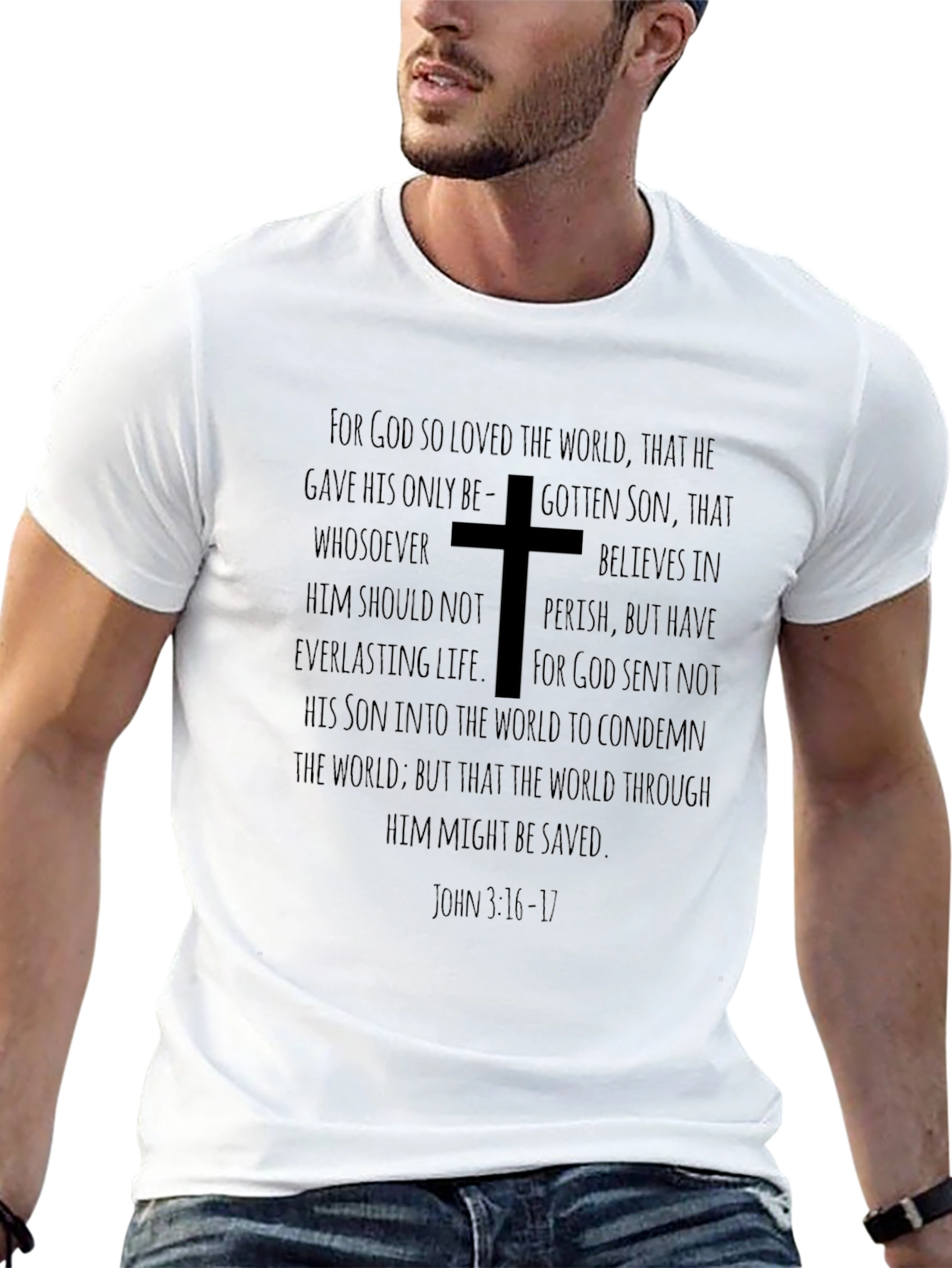 Faith-Inspired Black T-Shirt: John 3:16