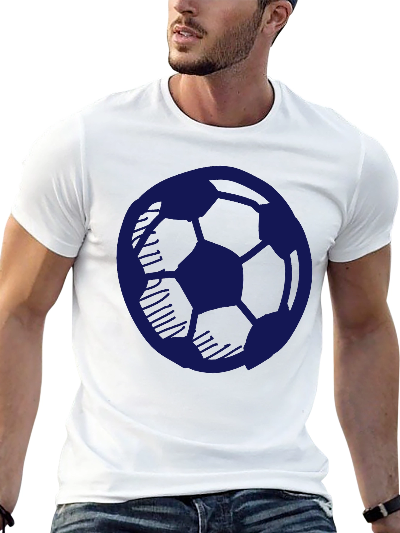 Soccer Ball Graphic Tee - Casual Mens Black T-Shirt