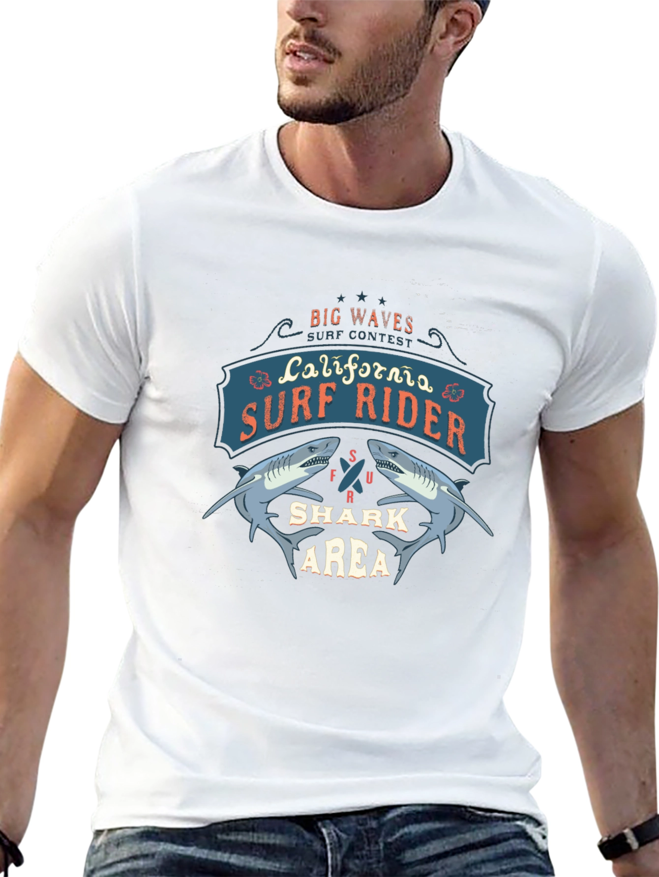 California Surf Rider Shark Area Tee
