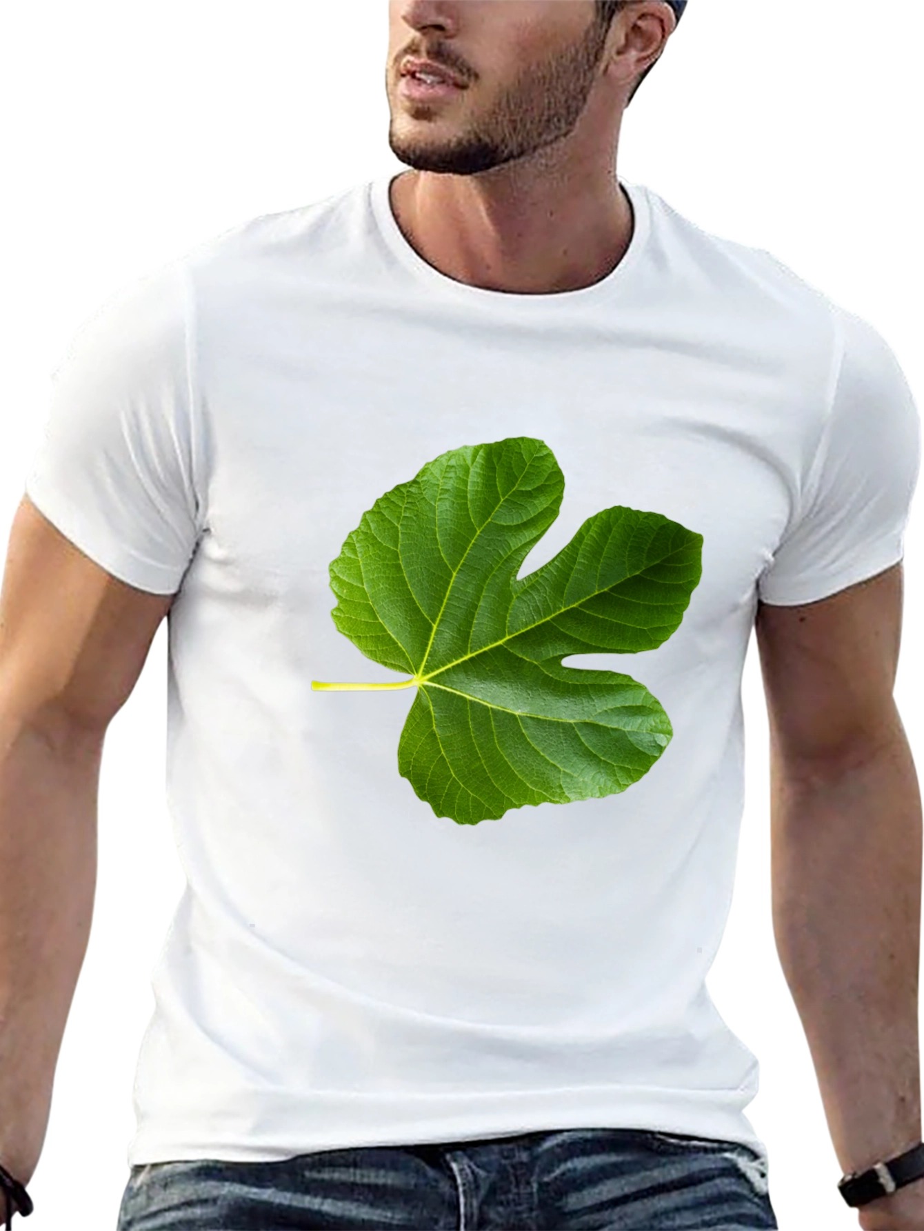 Green Leaf Graphic Black T-Shirt