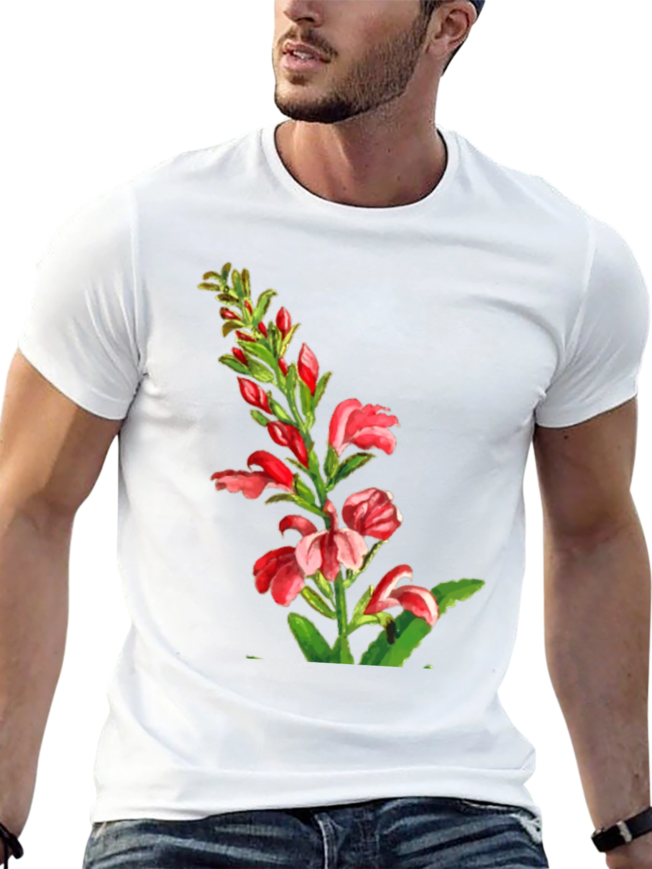 Floral Print Tee - Elegant Botanical Design