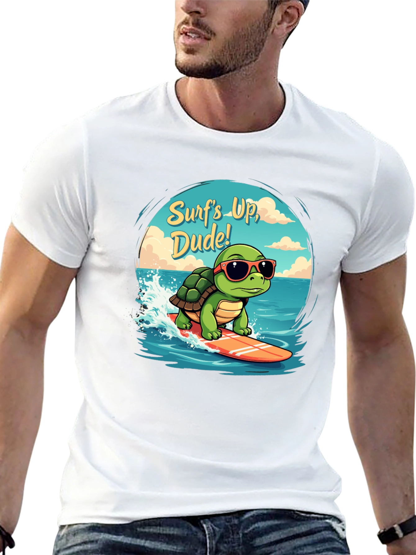 Surfing Turtle Graphic T-Shirt - Surfs Up Dude!