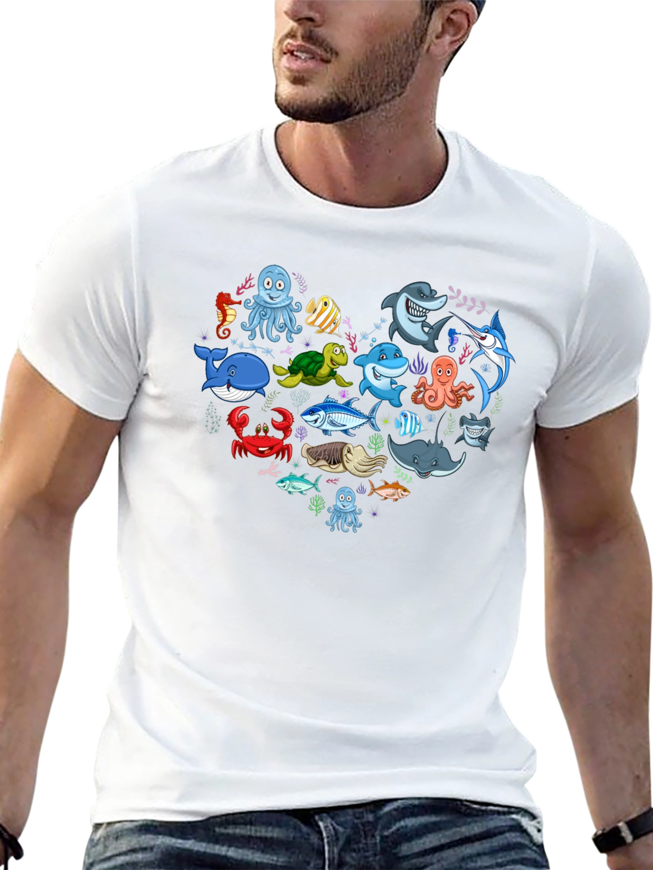 Ocean Animal Heart Graphic Tee