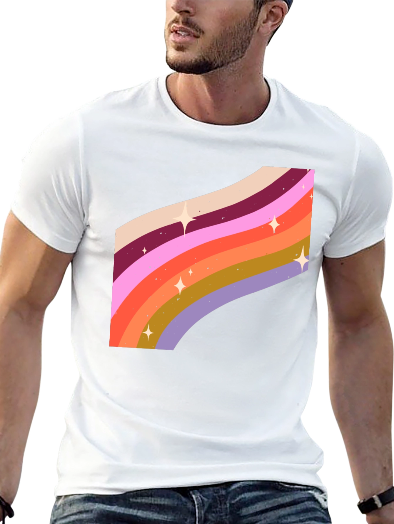 Retro Rainbow Star T-Shirt - Groovy Style