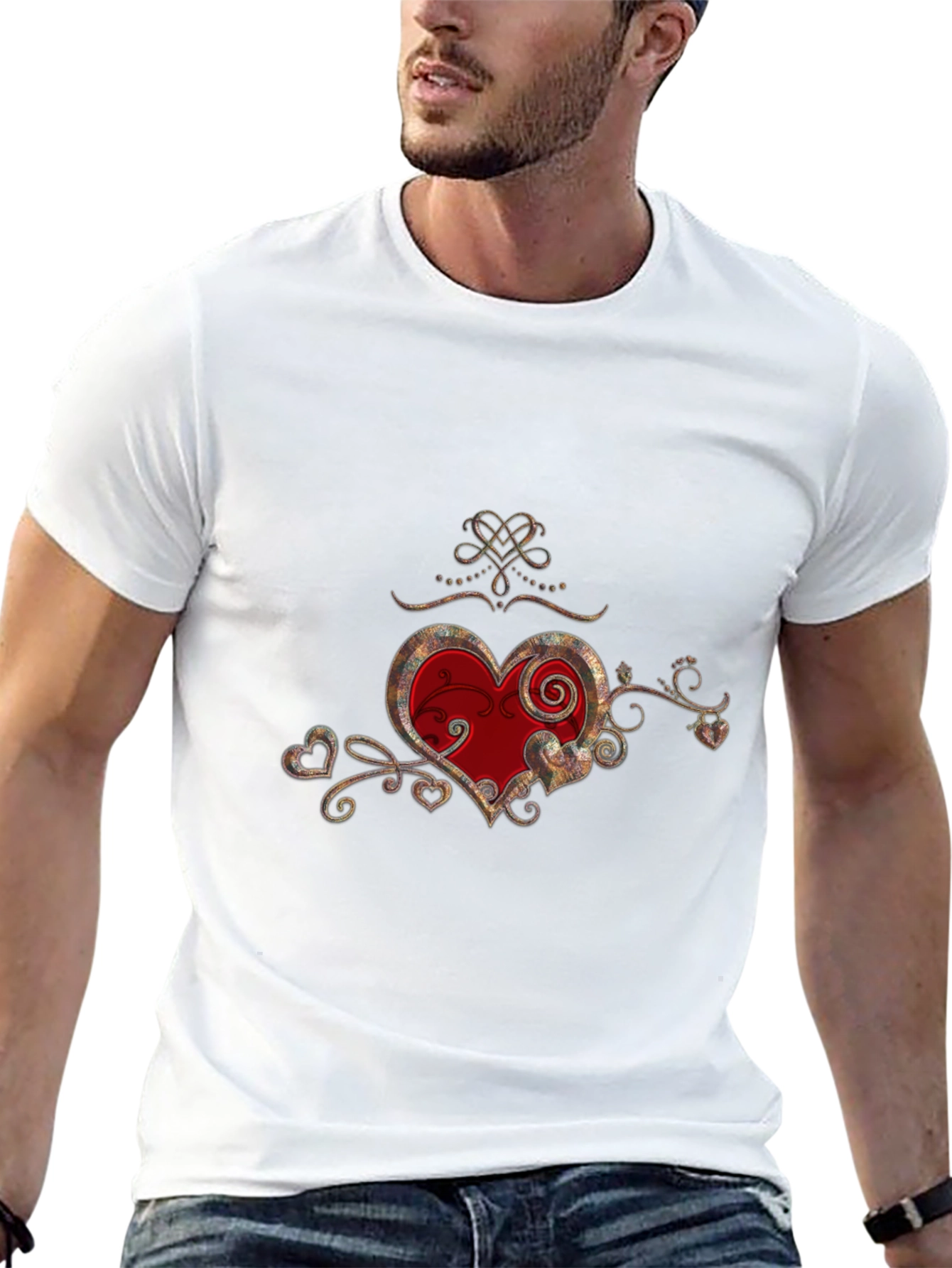 Heart Design Black Graphic Tee