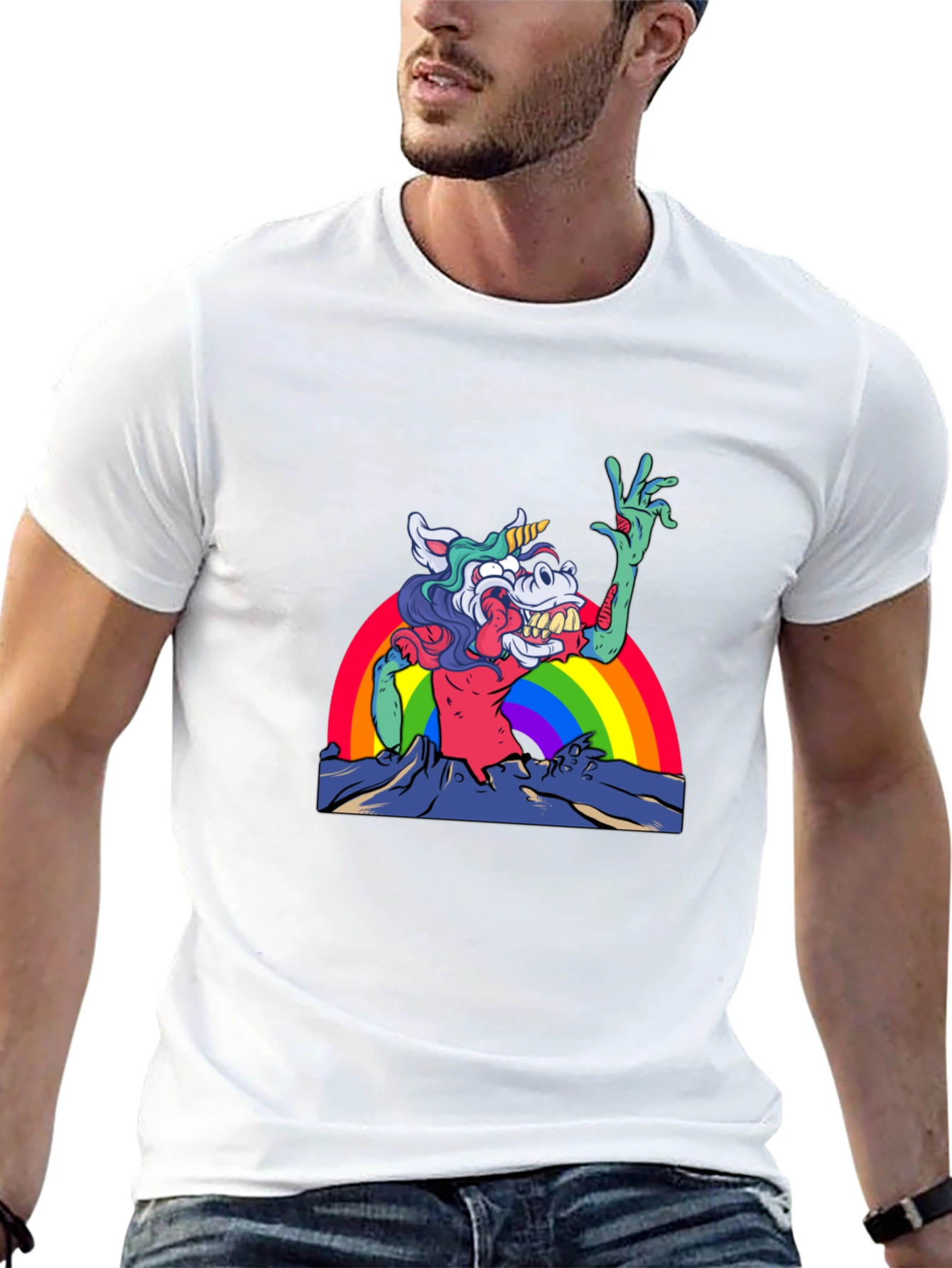 Unicorn Zombie Rainbow Graphic Tee