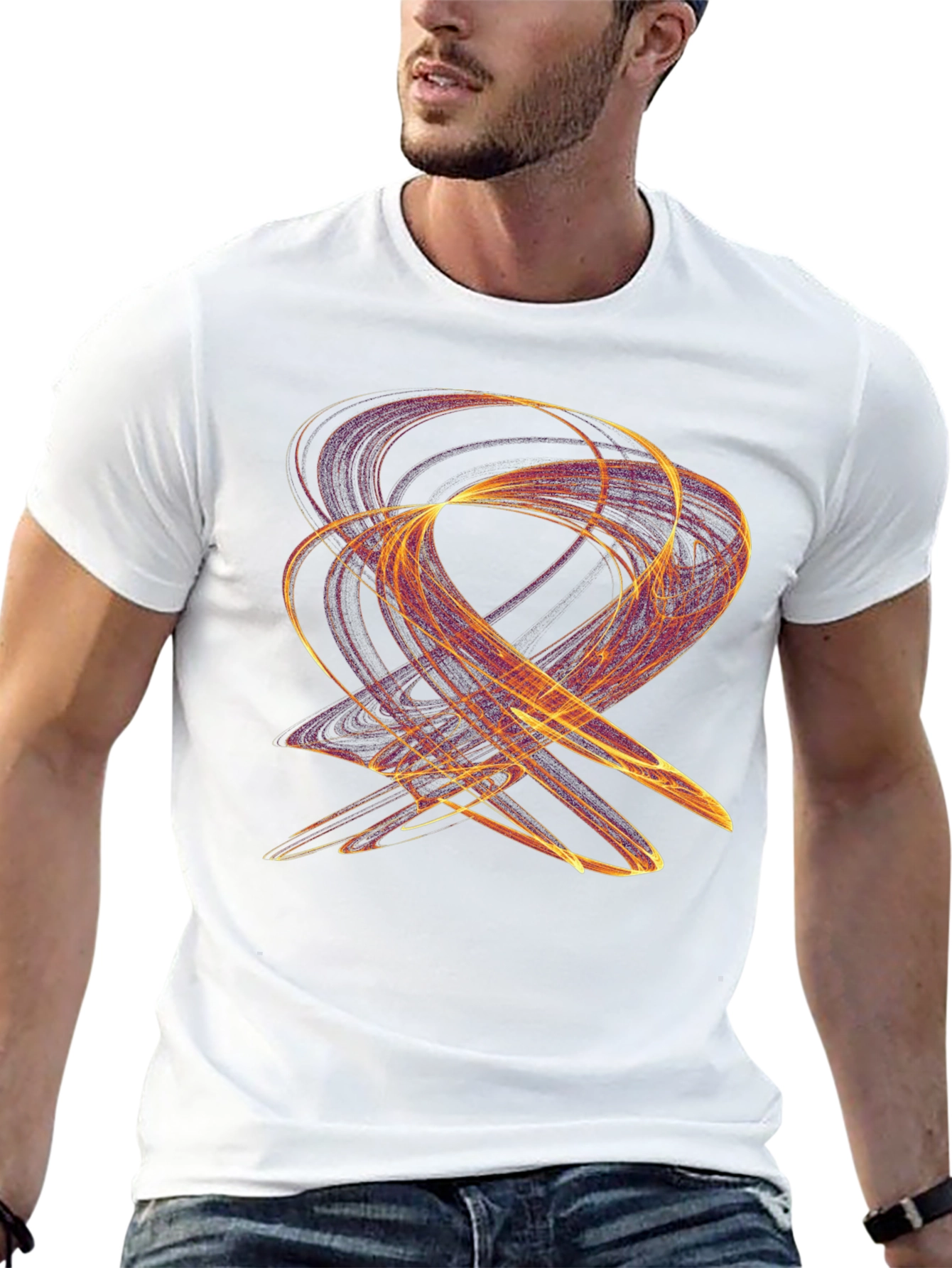 Abstract Swirl Graphic Black T-Shirt