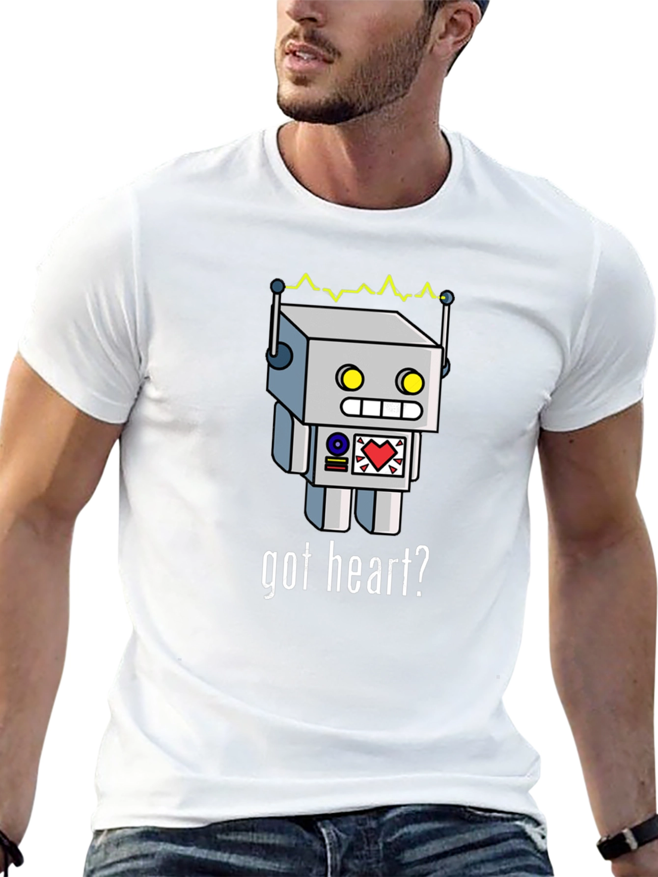 Got Heart? Robot Graphic Black T-Shirt