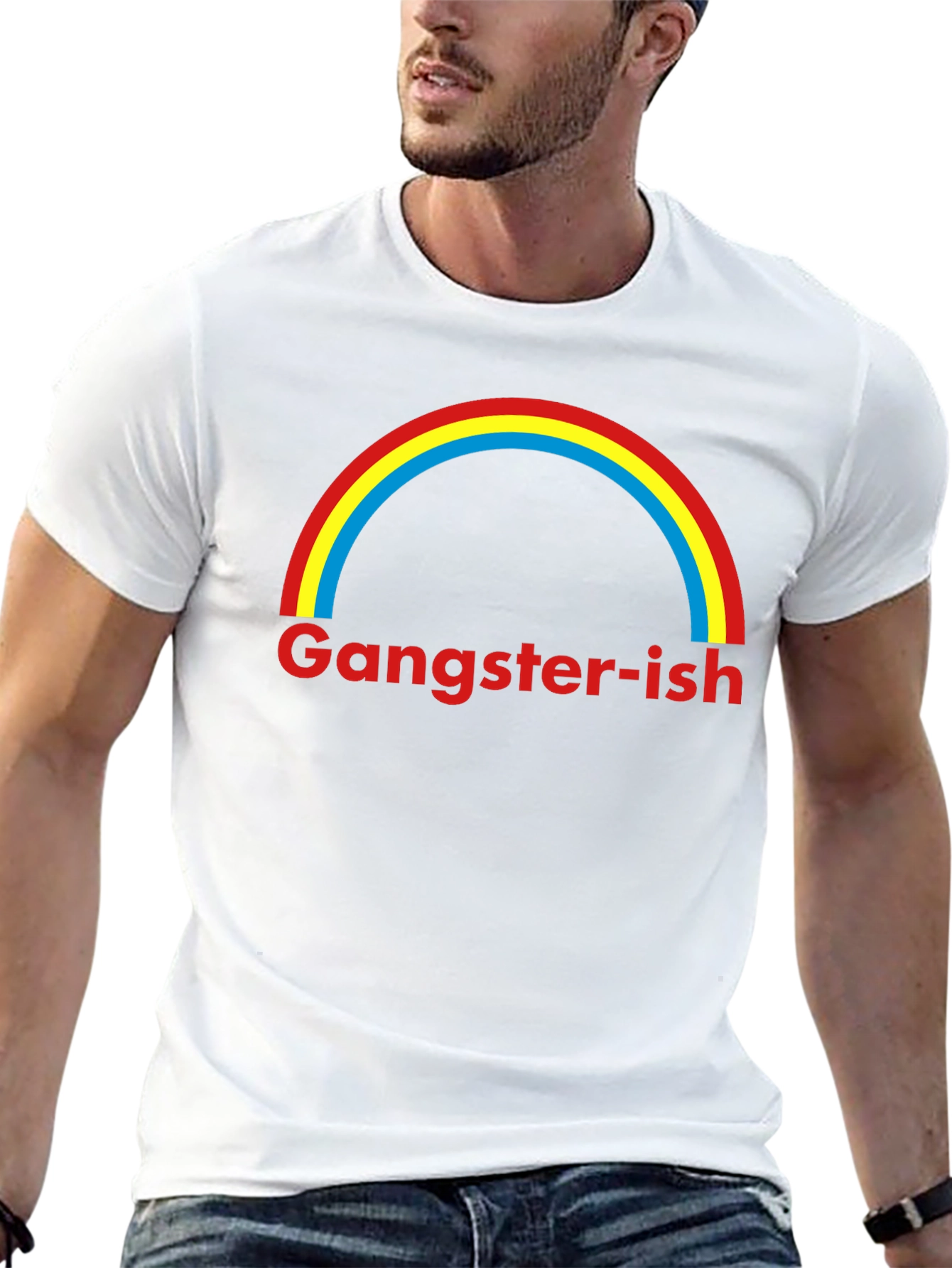 Gangster-ish Rainbow Graphic Tee - Trendy Style