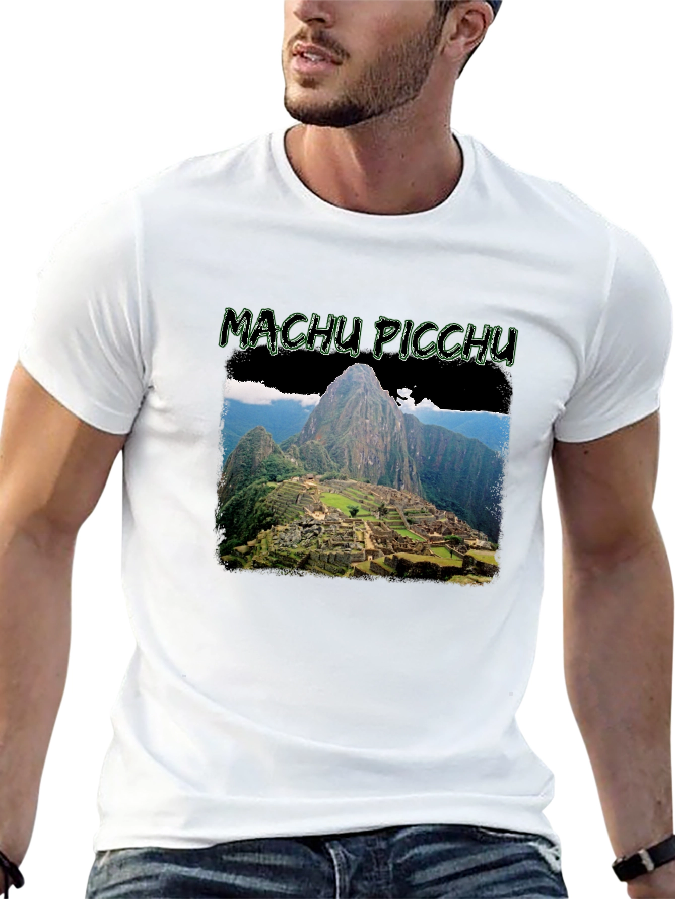 Machu Picchu Graphic Print Black T-Shirt