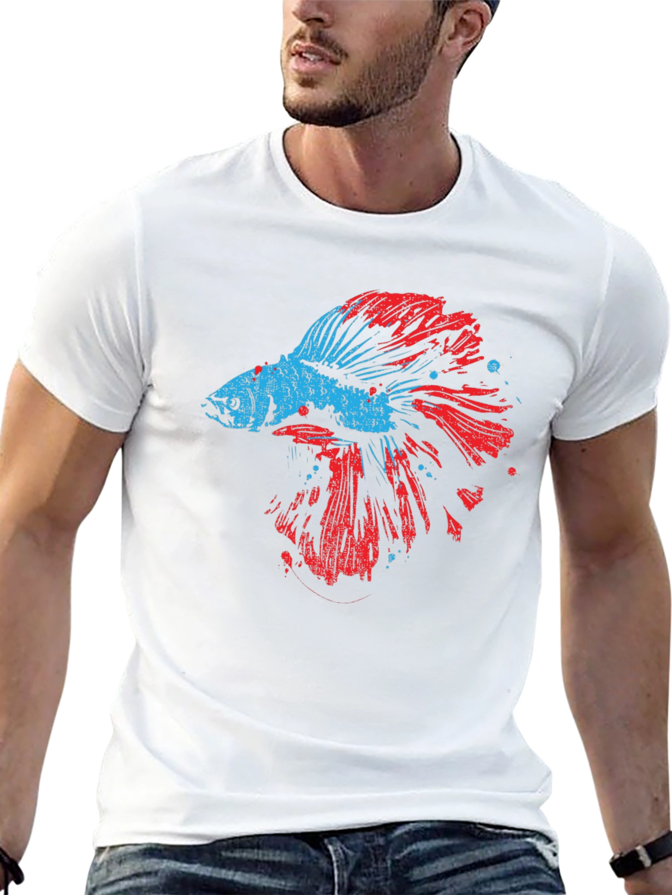 Betta Fish Graphic Print Black T-Shirt
