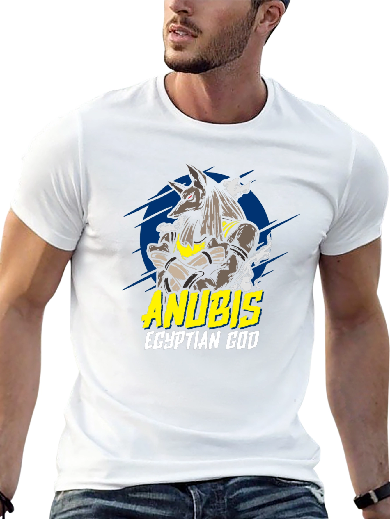 Anubis Egyptian God Graphic T-Shirt - Black