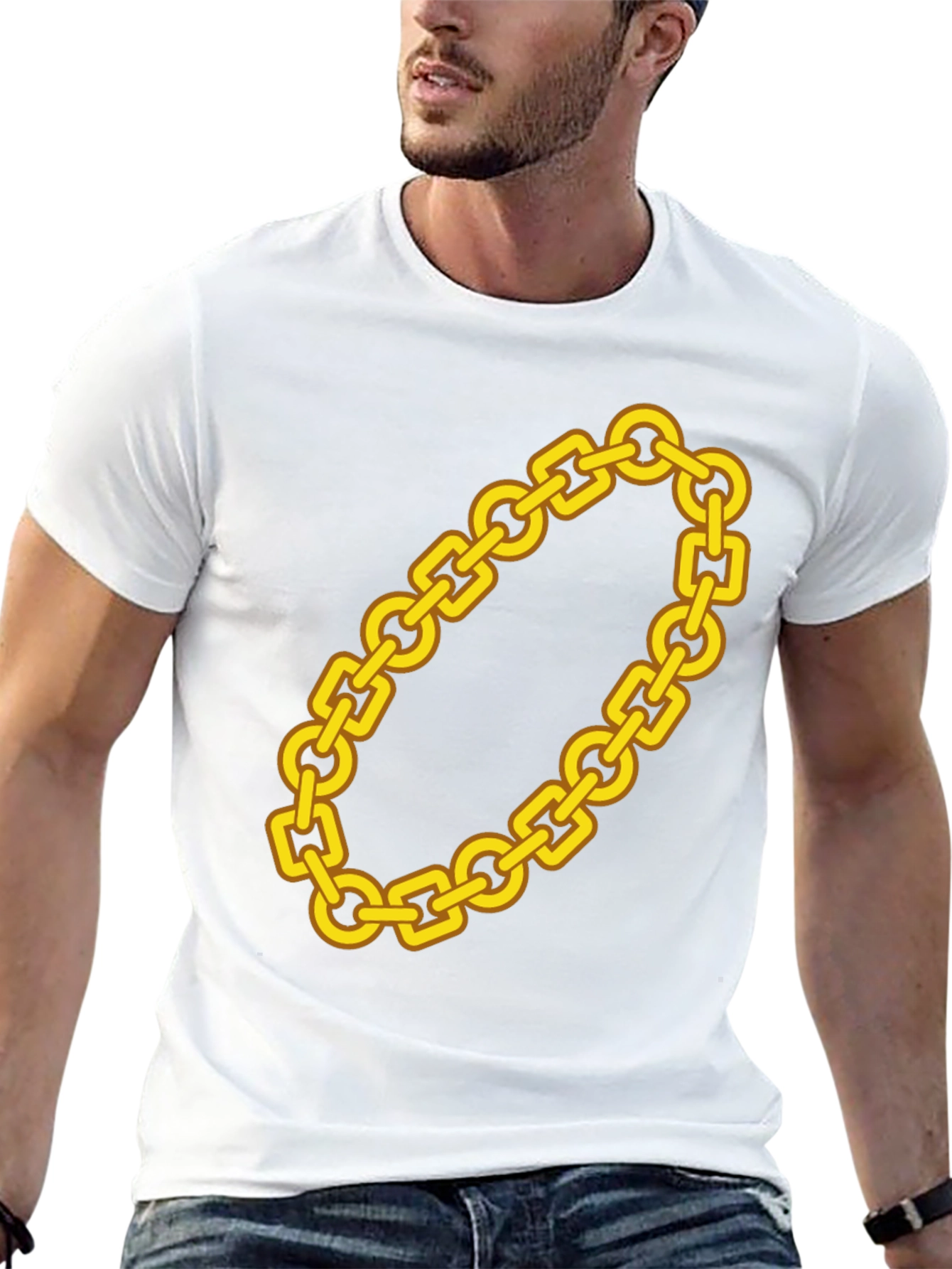 Gold Chain Graphic Tee - Bold Statement Shirt