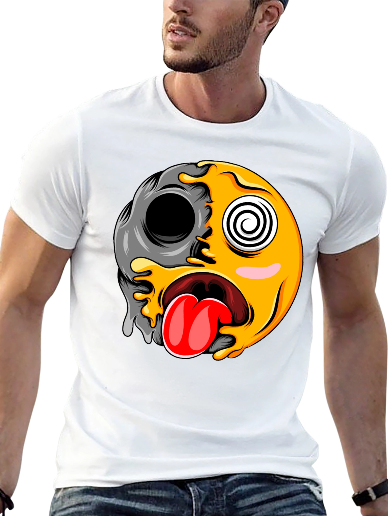 Funny Emoji Graphic Print Black T-Shirt