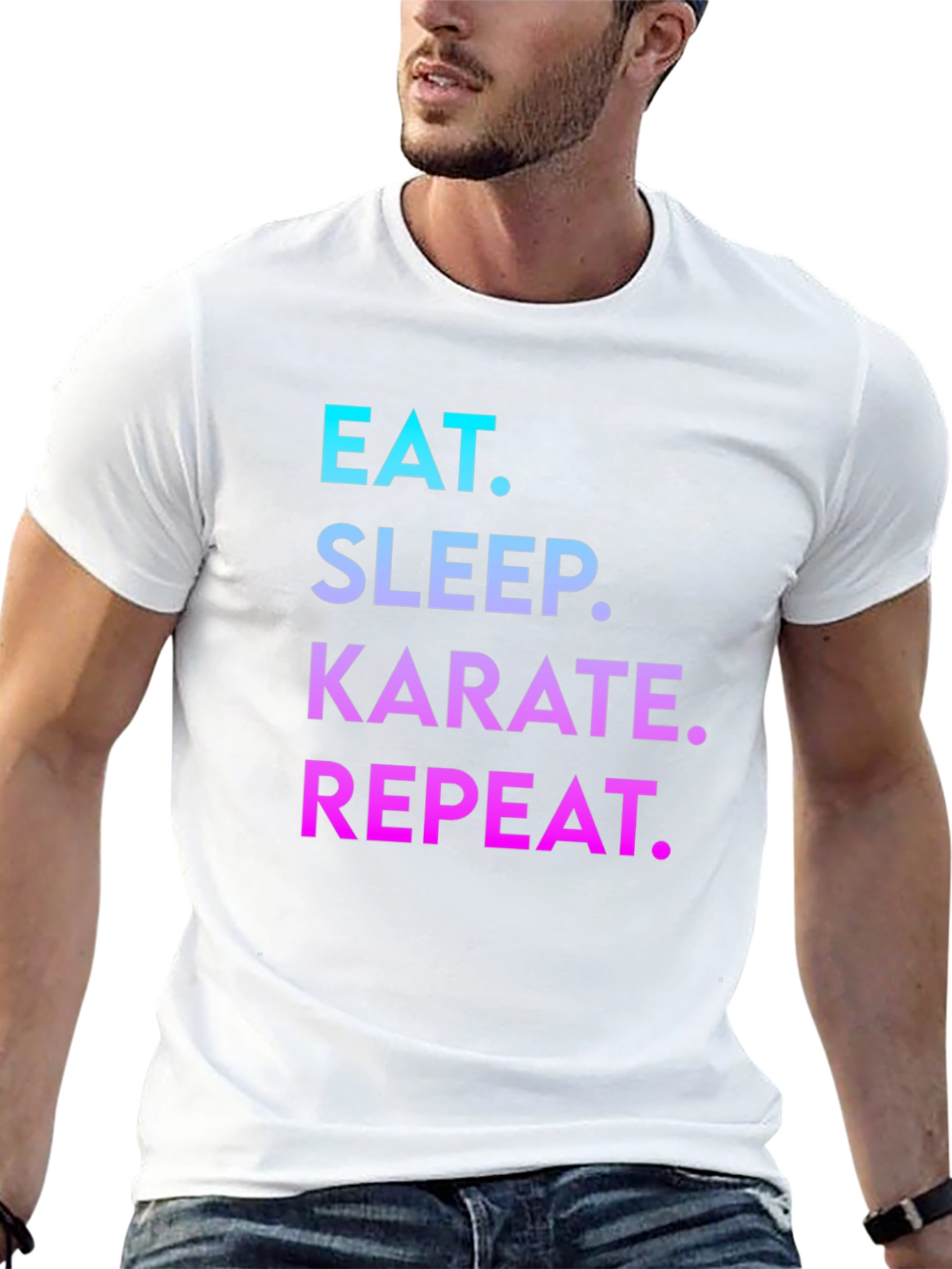 Eat Sleep Karate Repeat Black Graphic T-Shirt