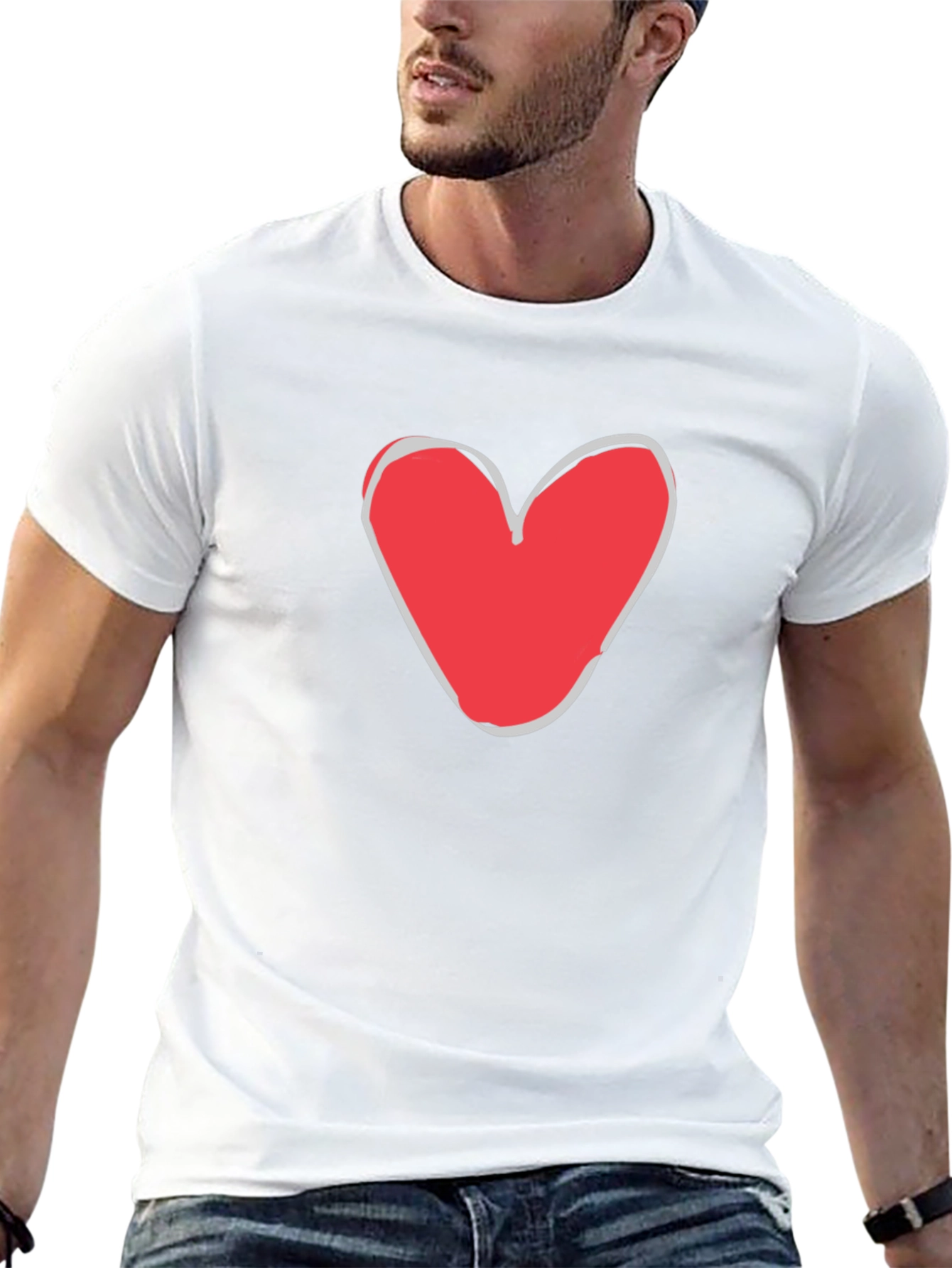 Heart Graphic Mens Black T-Shirt