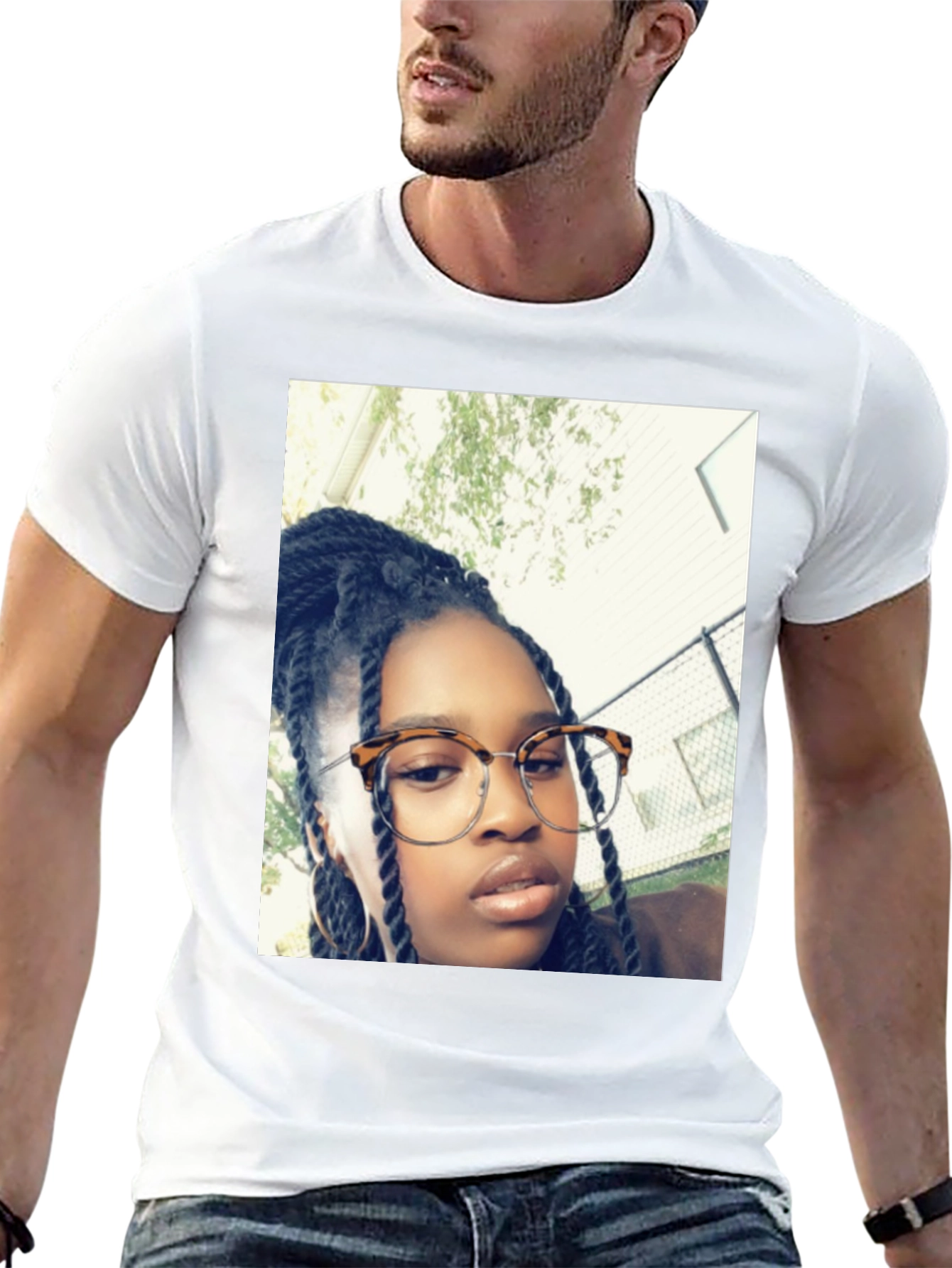 Personalized Photo Print Black T-Shirt
