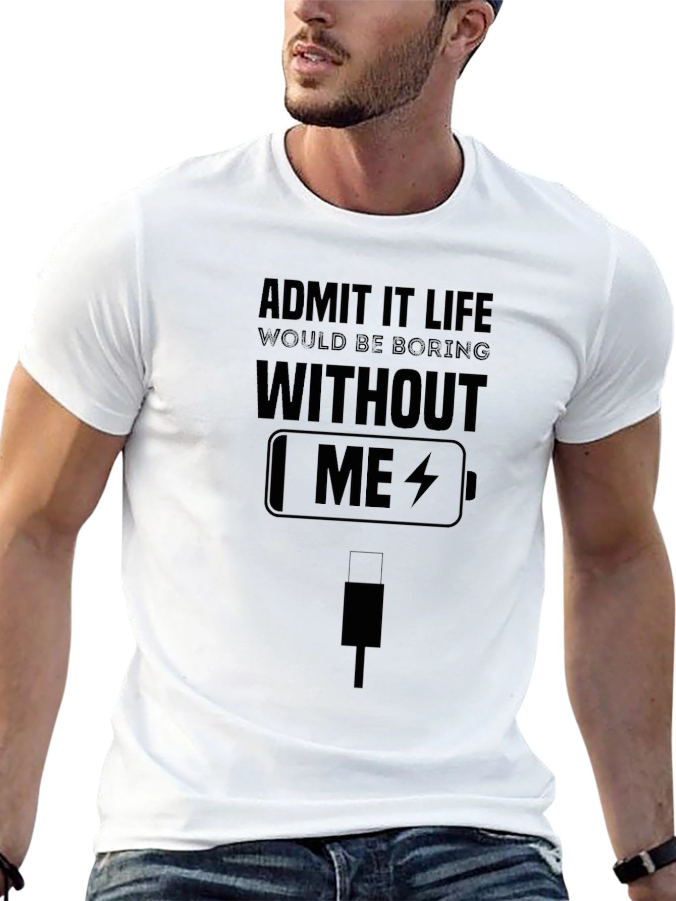 Funny Life Battery Mens T-Shirt Tech Lover Tee