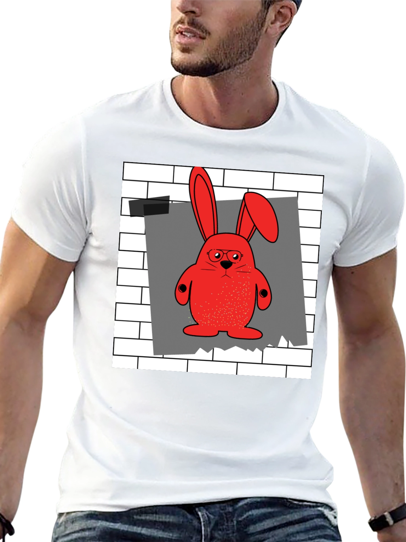 Red Bunny Graphic T-Shirt - Quirky & Comfy