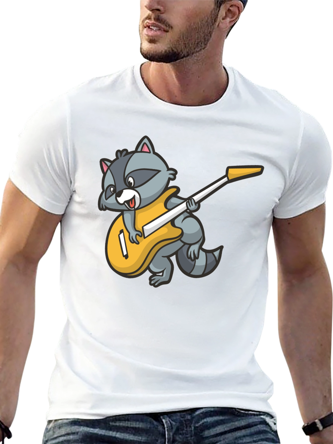 Raccoon Guitarist Black T-Shirt