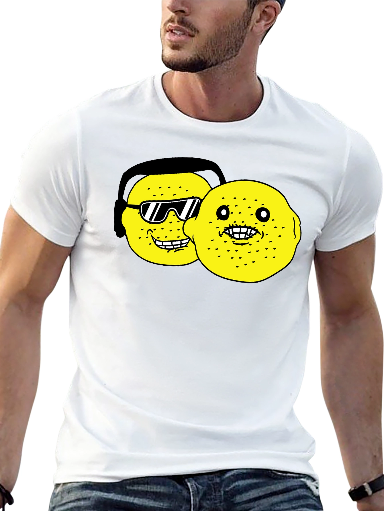 Lemon Character Graphic Black T-Shirt