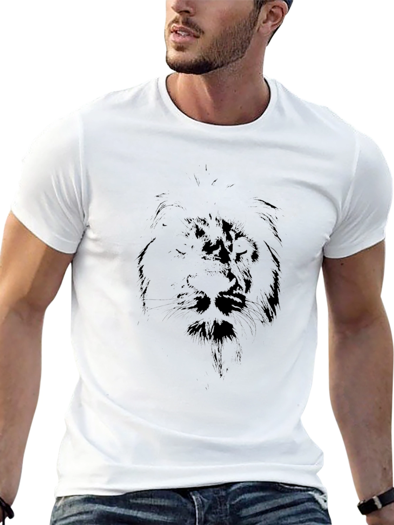 Lion Sketch Graphic Tee - Black