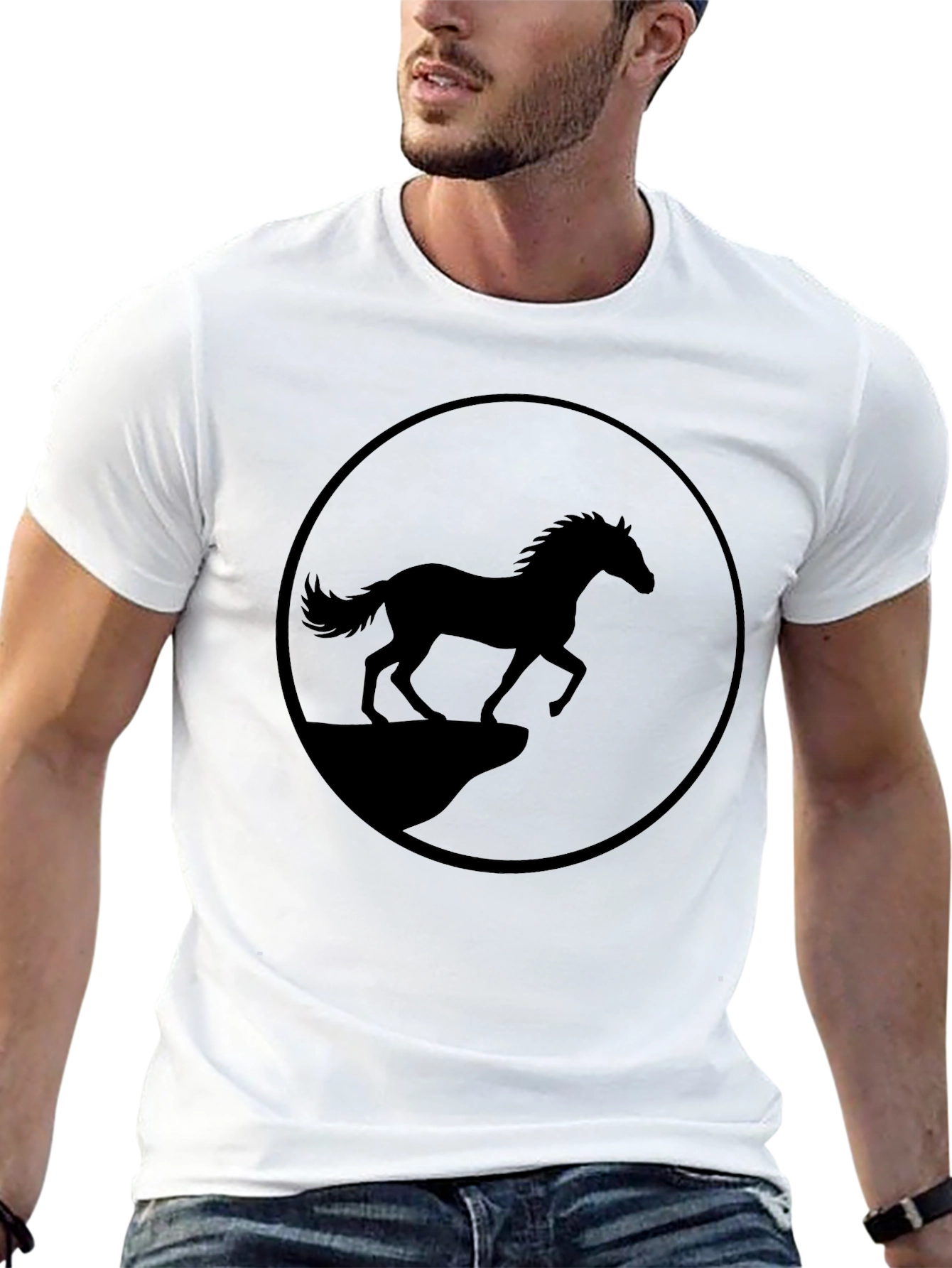 Black Horse Graphic Tee - Mens Casual Style