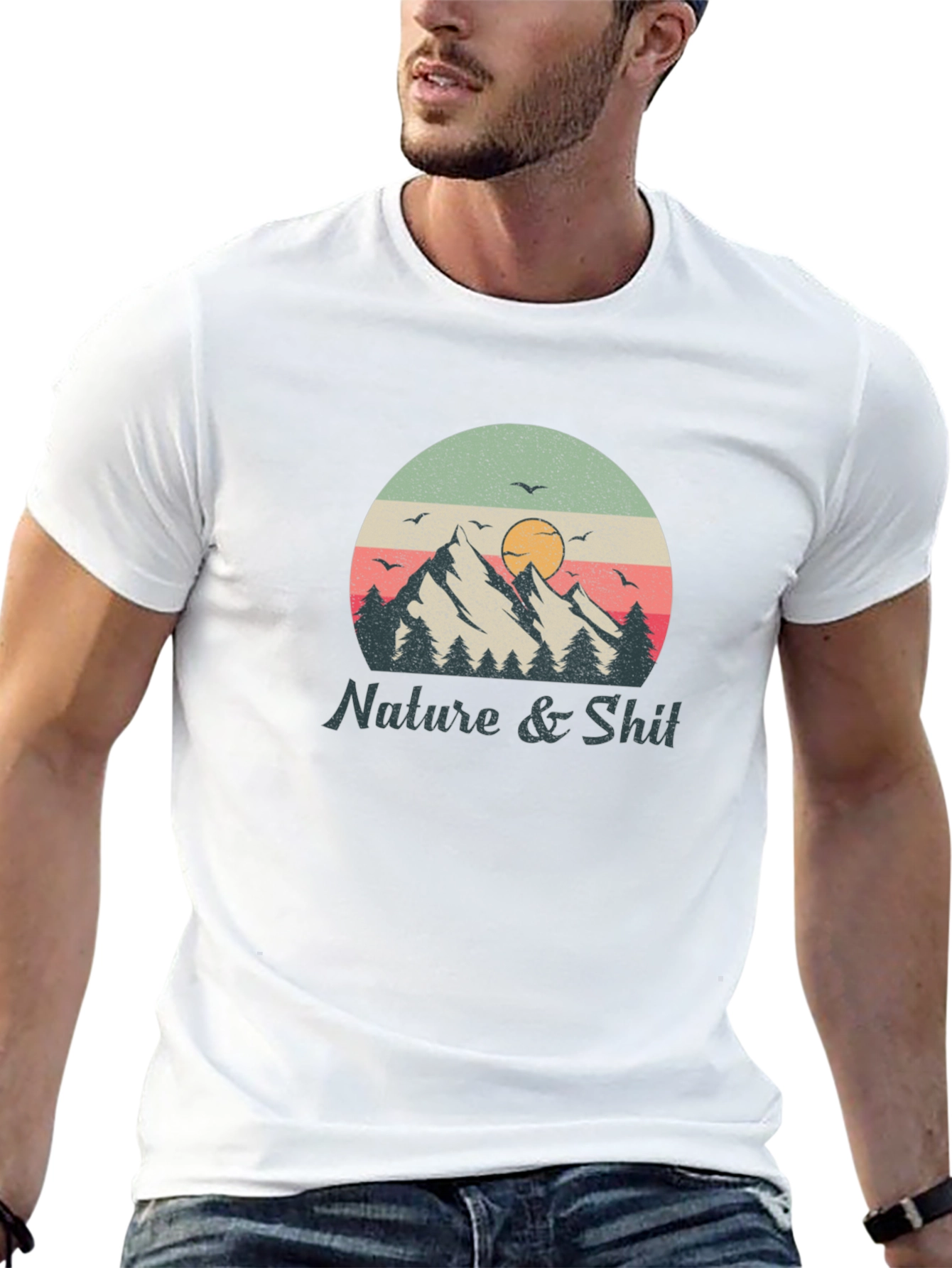 Nature & Shit Graphic T-Shirt - Mountain Sunset Design