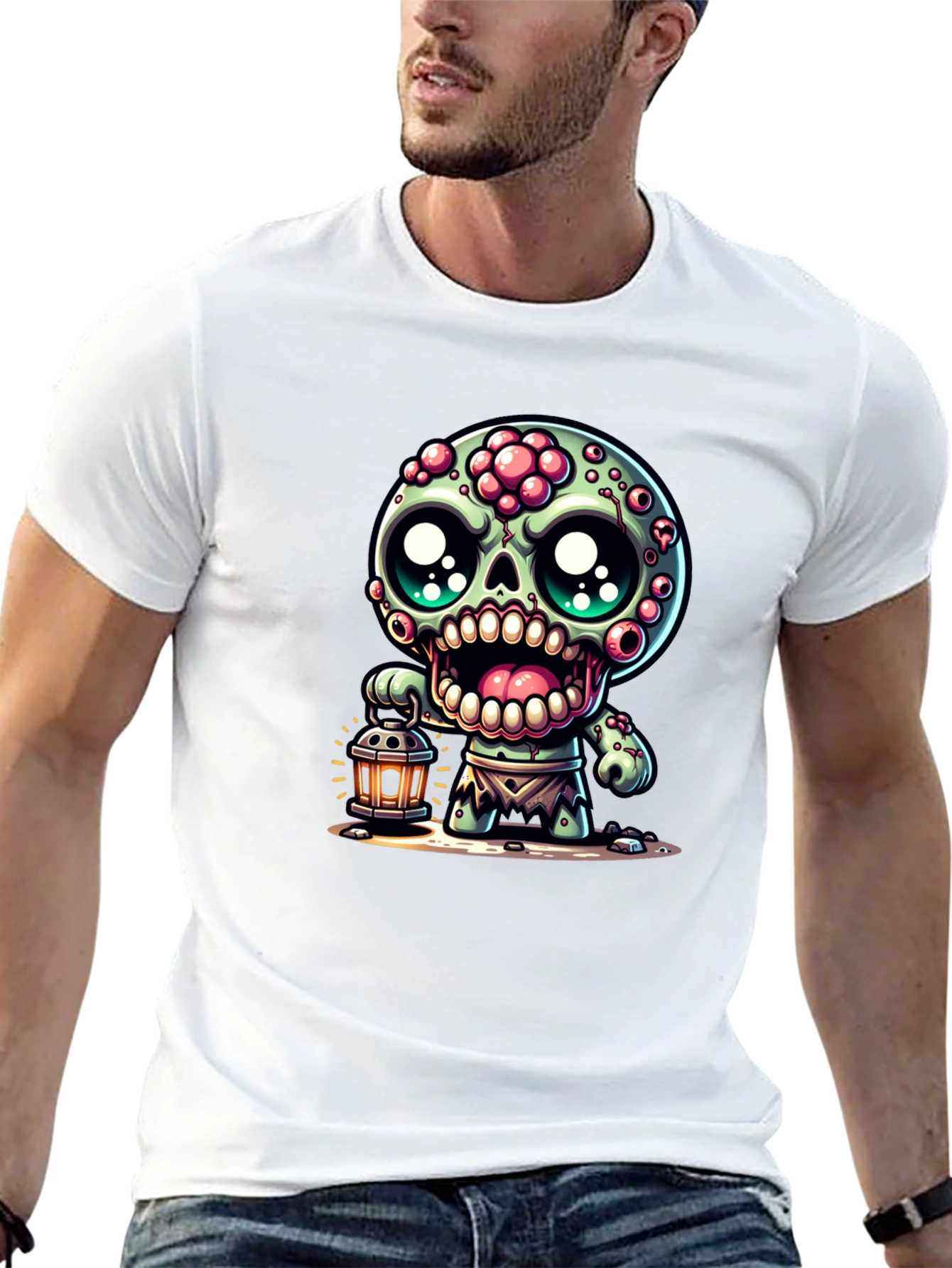Zombie Lantern Tee - Spooky Cute Graphic T-Shirt