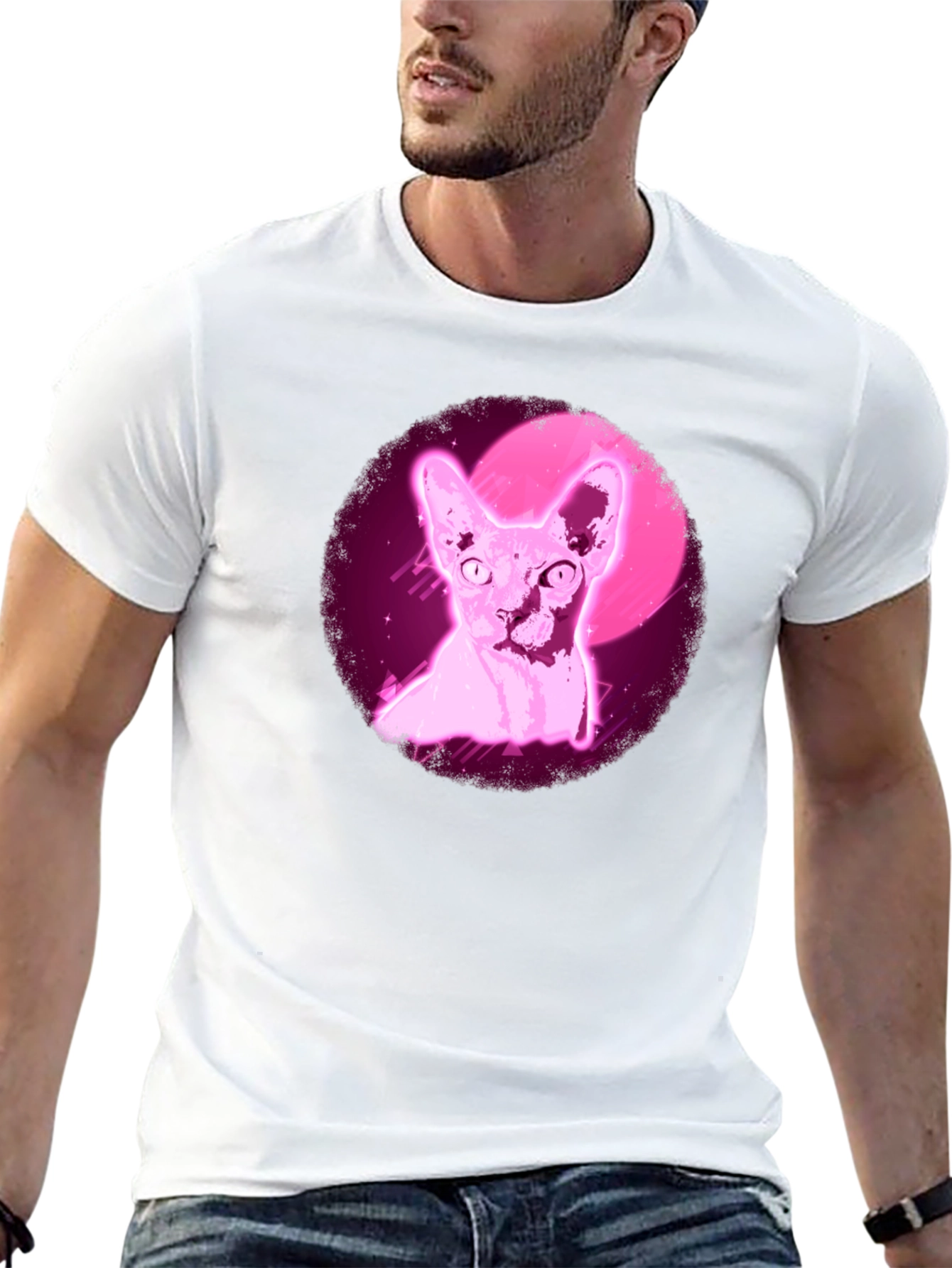 Sphynx Cat T-Shirt - Retro Pink