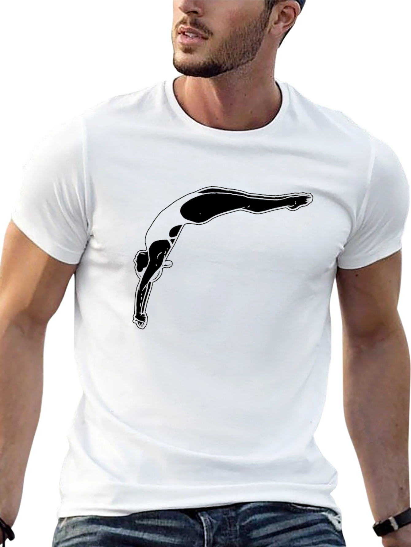 Diver Silhouette Graphic Tee - Black