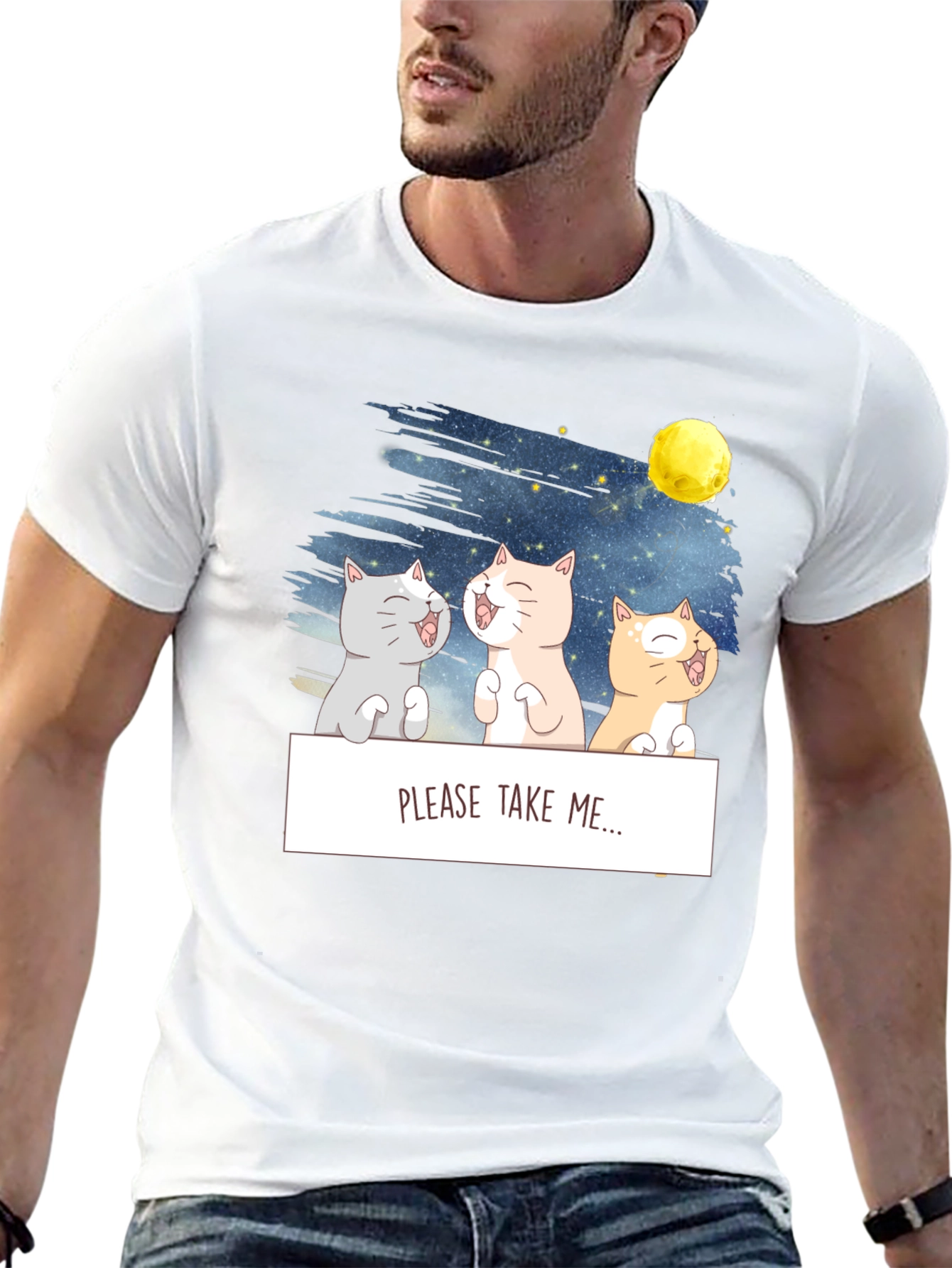 Funny Cat Graphic T-Shirt - Please Take Me!