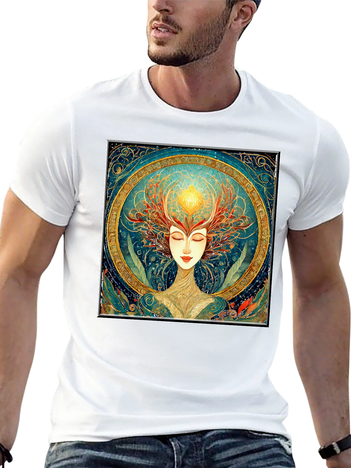 Art Nouveau Woman Black T-Shirt