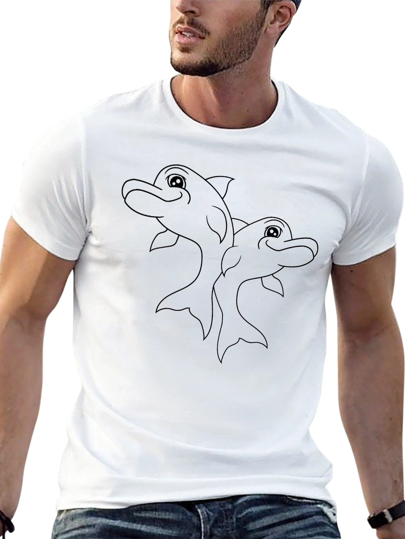 Black Dolphins Graphic Tee - Mens Casual