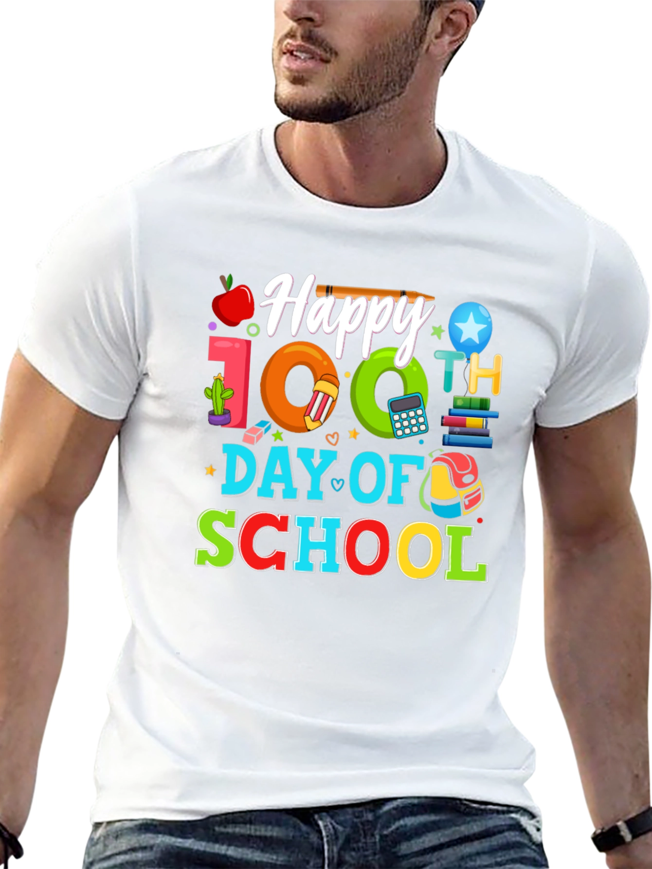 Happy 100th Day of School Black T-Shirt