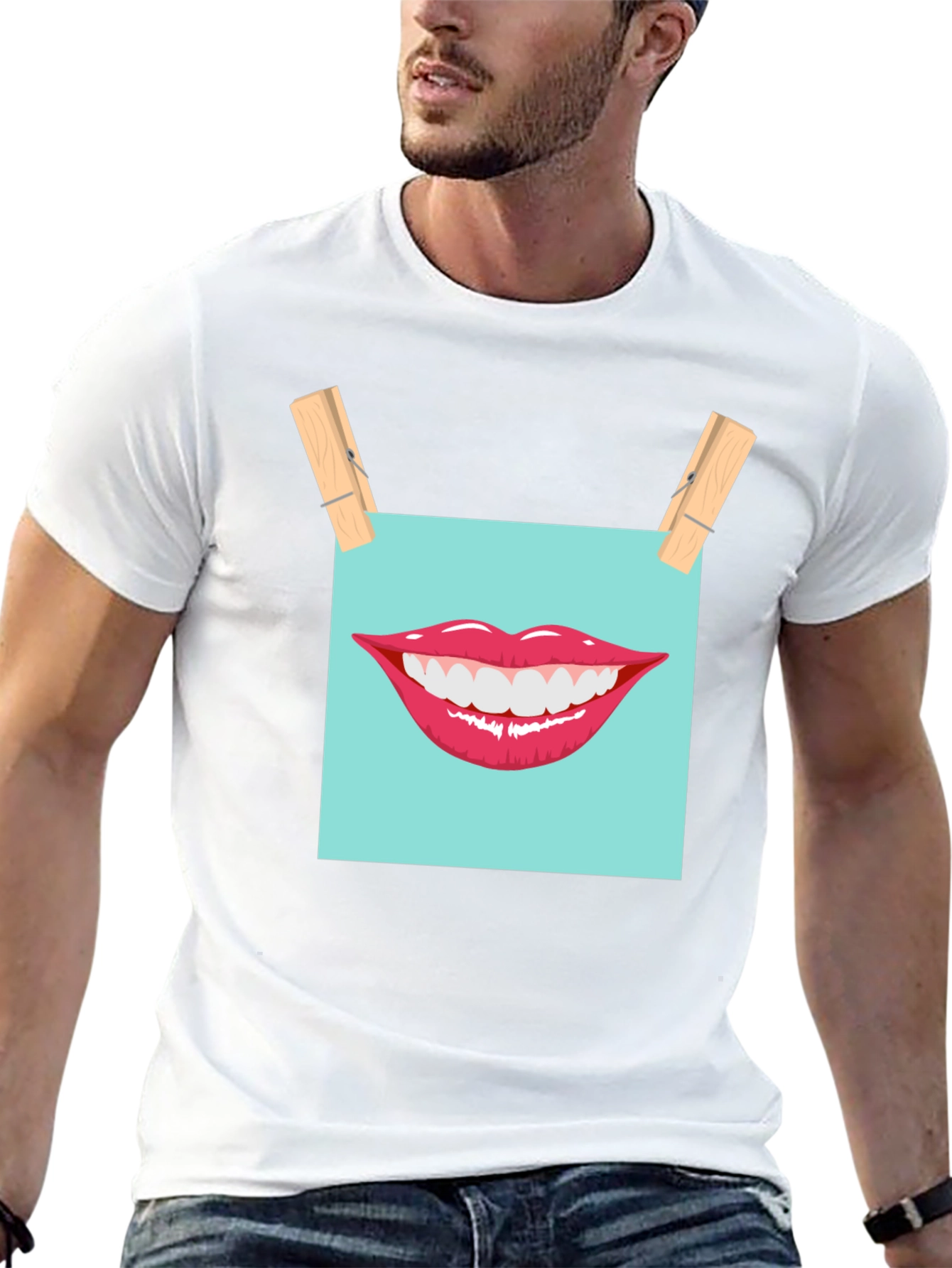 Smiling Lips Graphic T-Shirt - Casual Wear