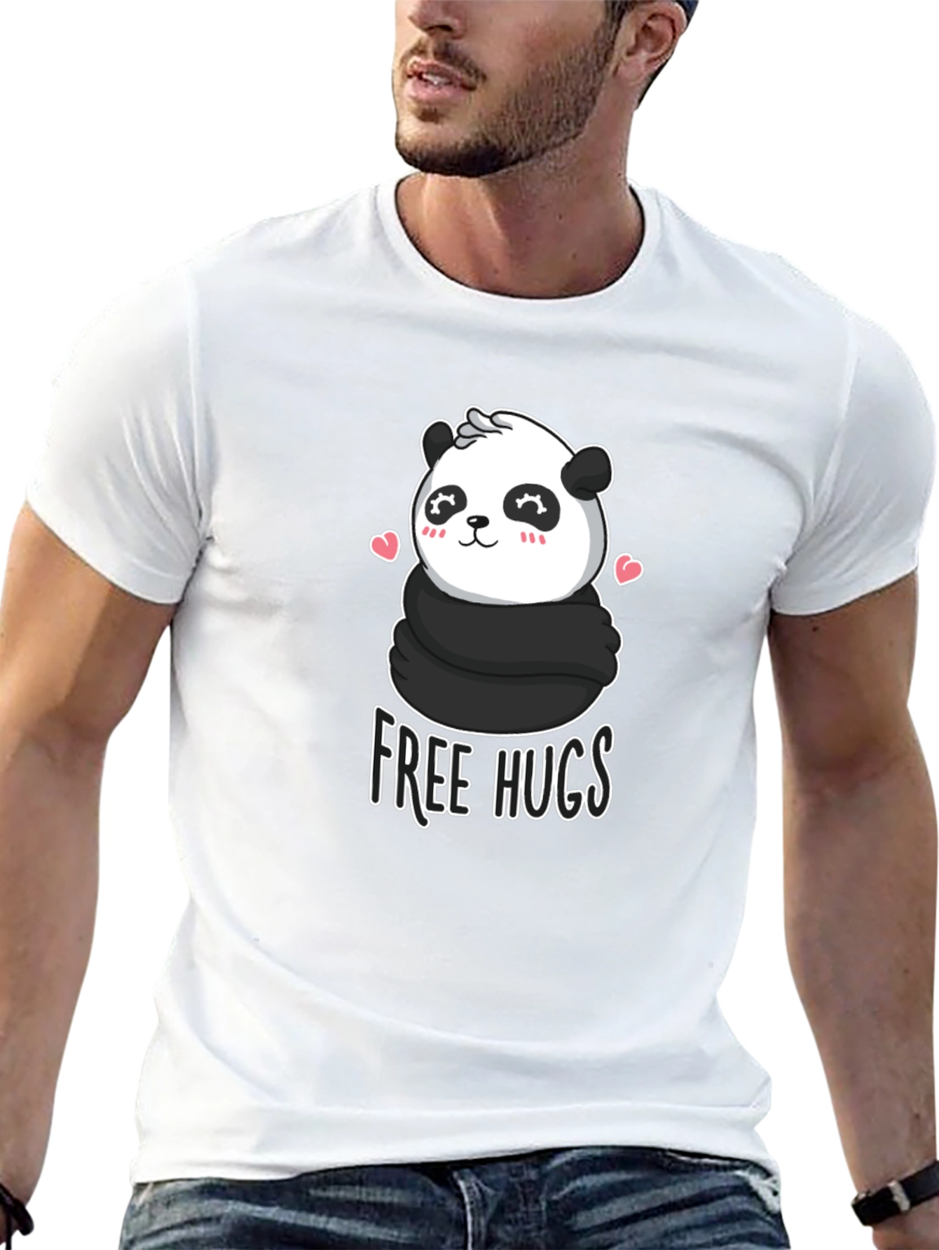 Cute Panda Free Hugs Graphic T-Shirt