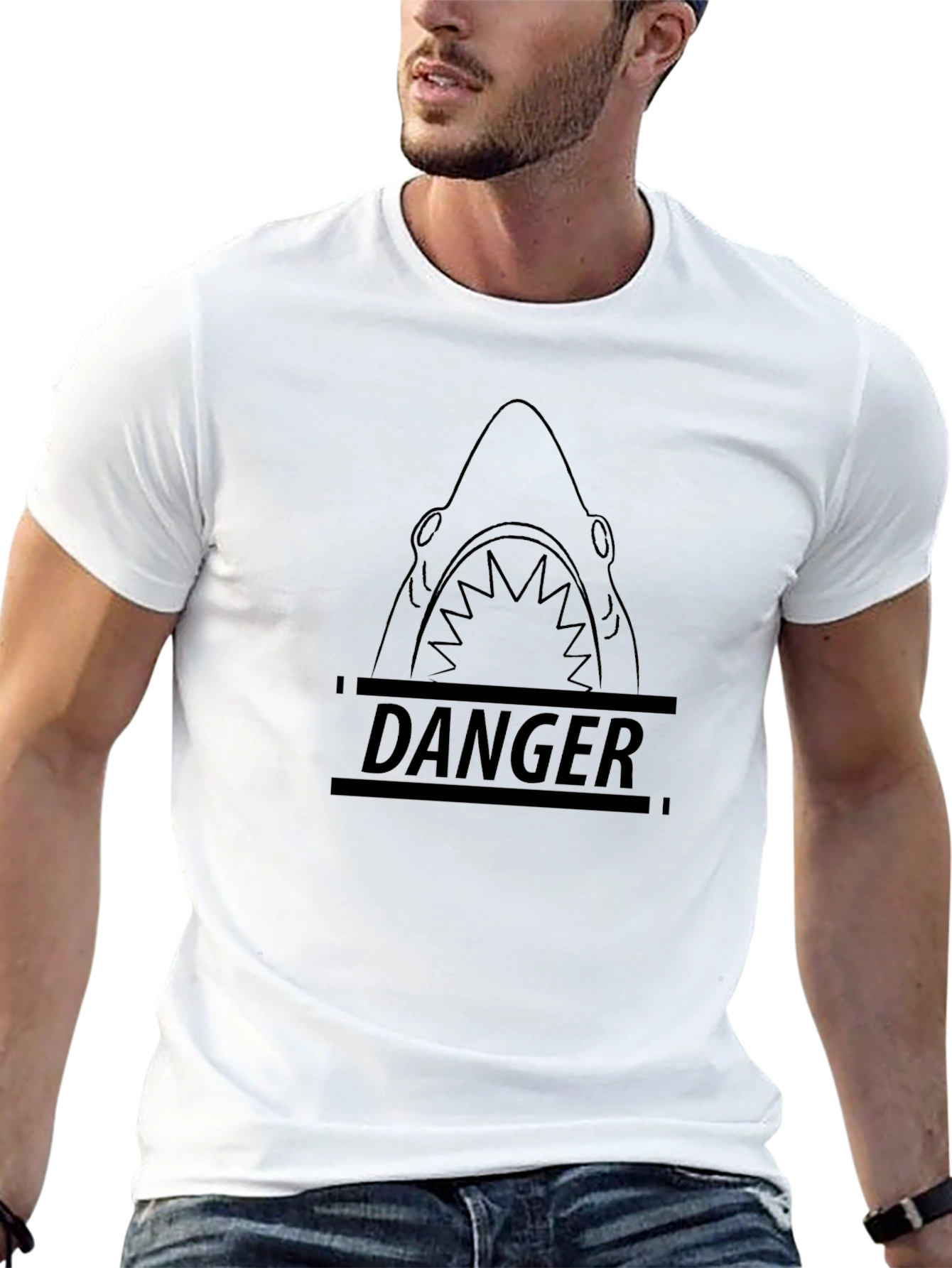 Danger Shark Graphic Tee - Mens Black T-Shirt